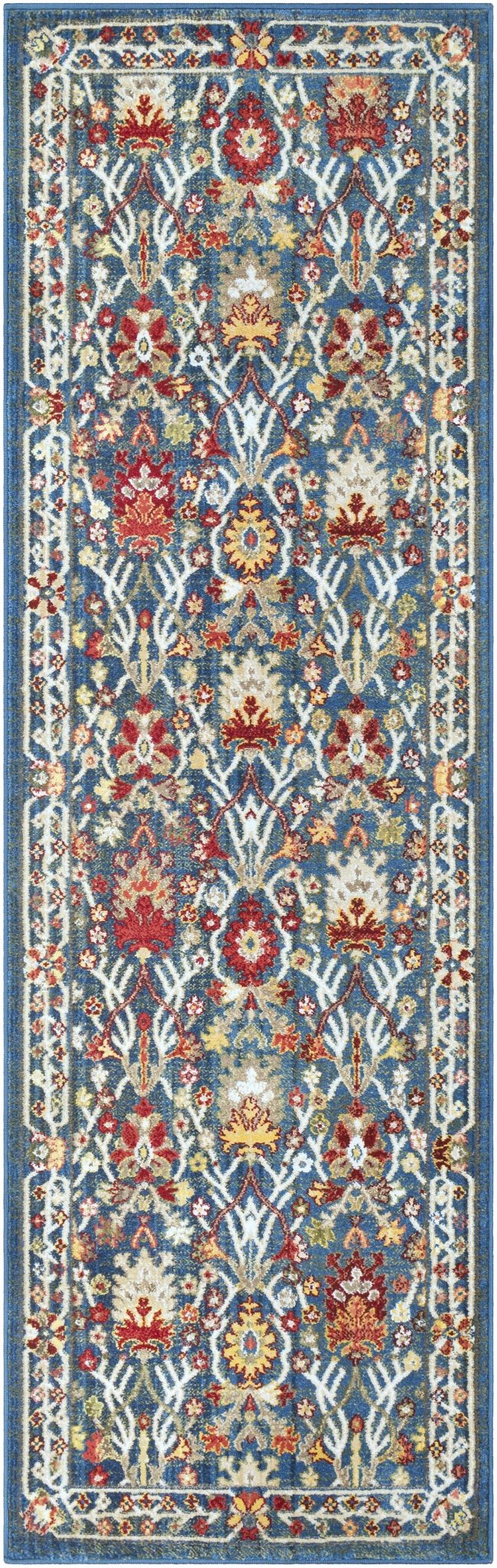 Traditional Floral Blue, Rust and Ivory Oriental Oushak area rug - Image 10