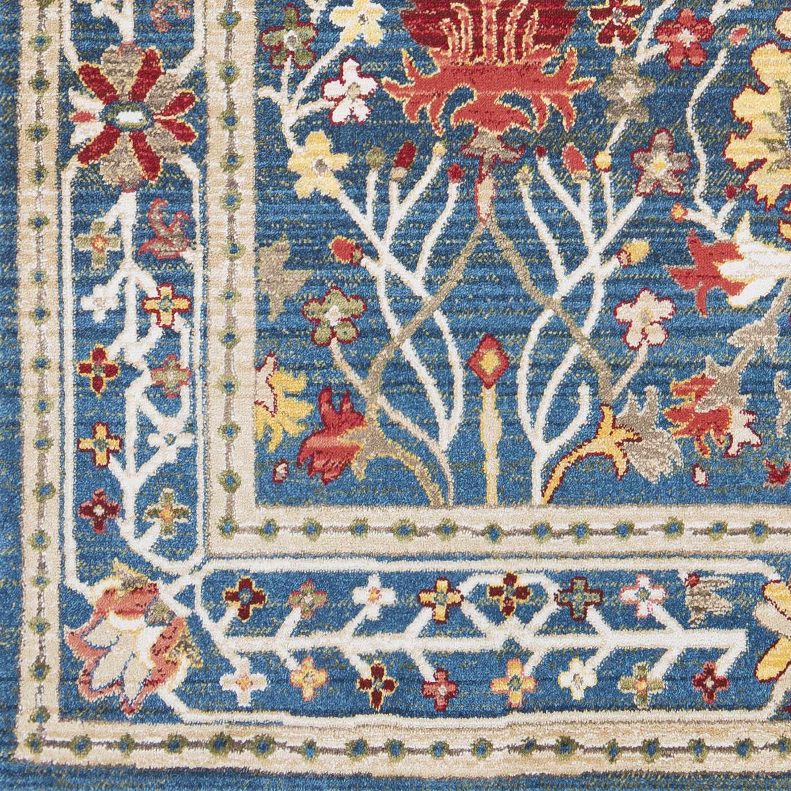 Traditional Floral Blue, Rust and Ivory Oriental Oushak area rug - Image 3