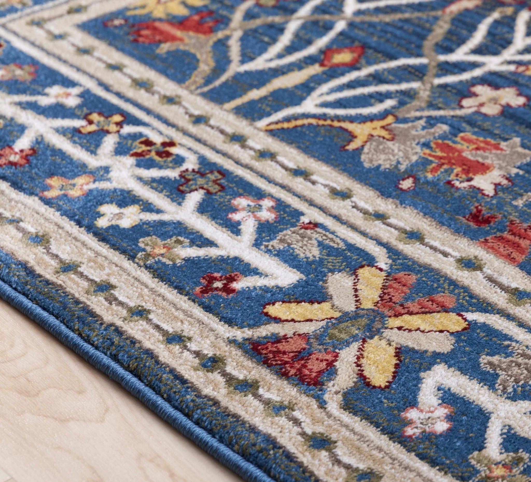 Traditional Floral Blue, Rust and Ivory Oriental Oushak area rug - Image 8