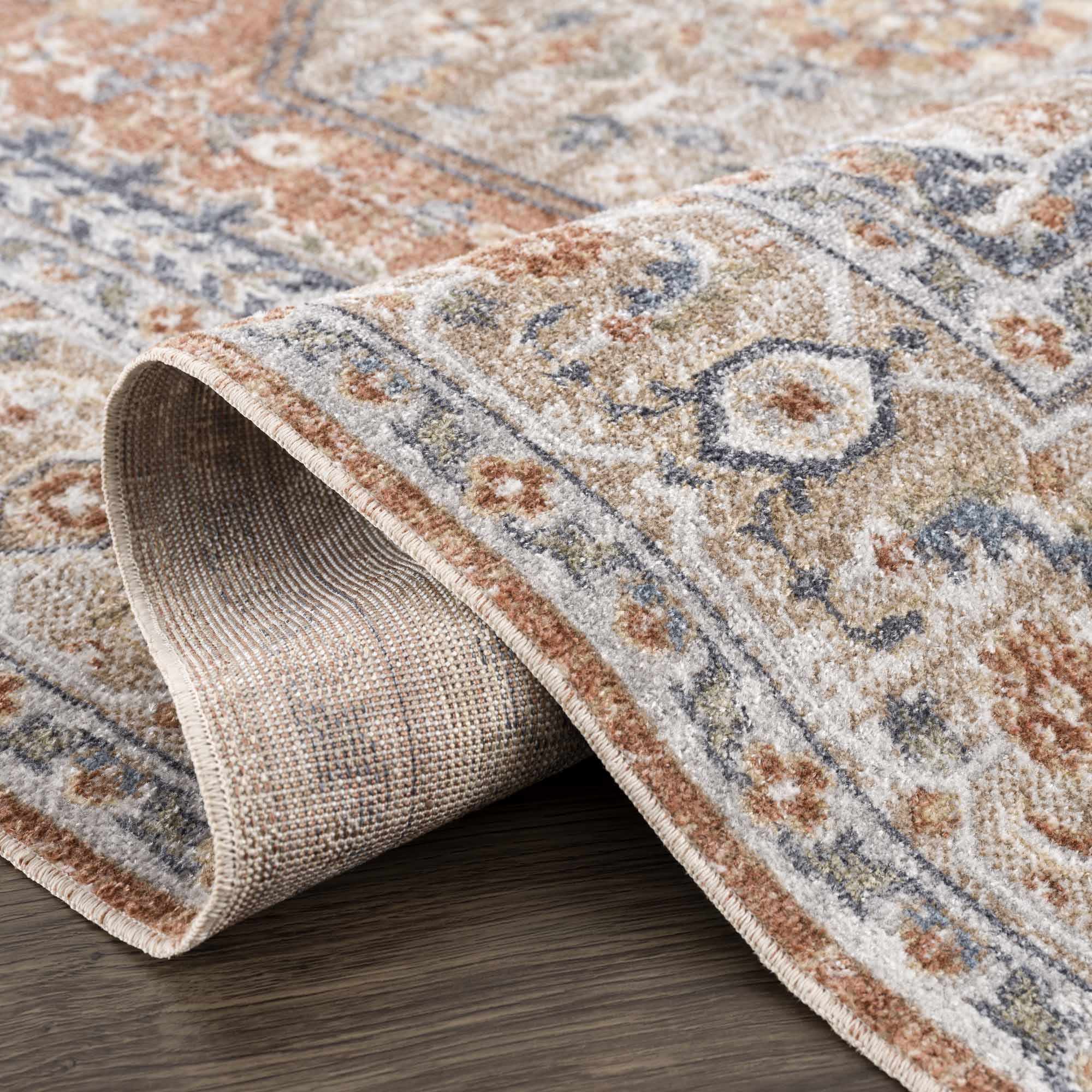 Traditional Camel, Brown and Charcoal Vintage Style Washable Multi Size Turkish Design Rug - Image 10