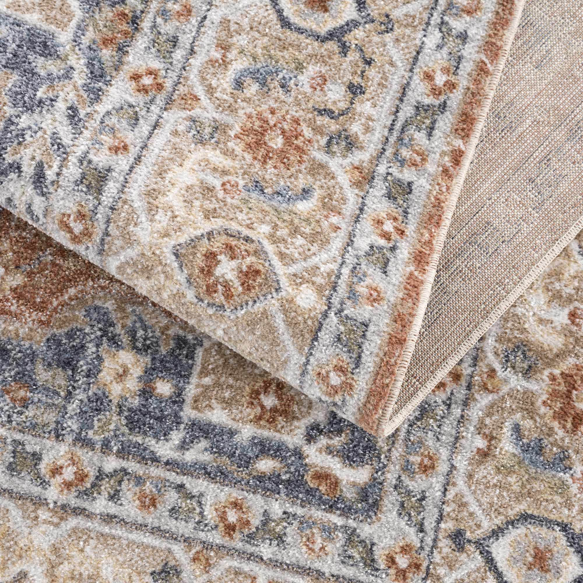 Traditional Camel, Brown and Charcoal Vintage Style Washable Multi Size Turkish Design Rug - Image 11