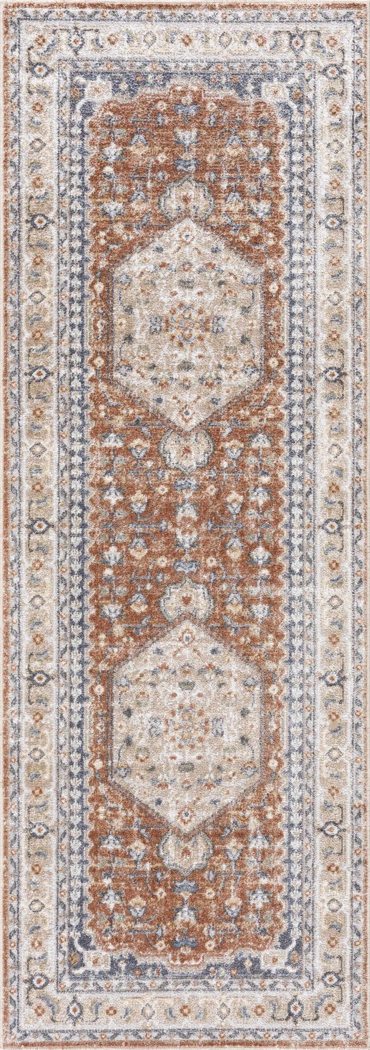Traditional Camel, Brown and Charcoal Vintage Style Washable Multi Size Turkish Design Rug - Image 14