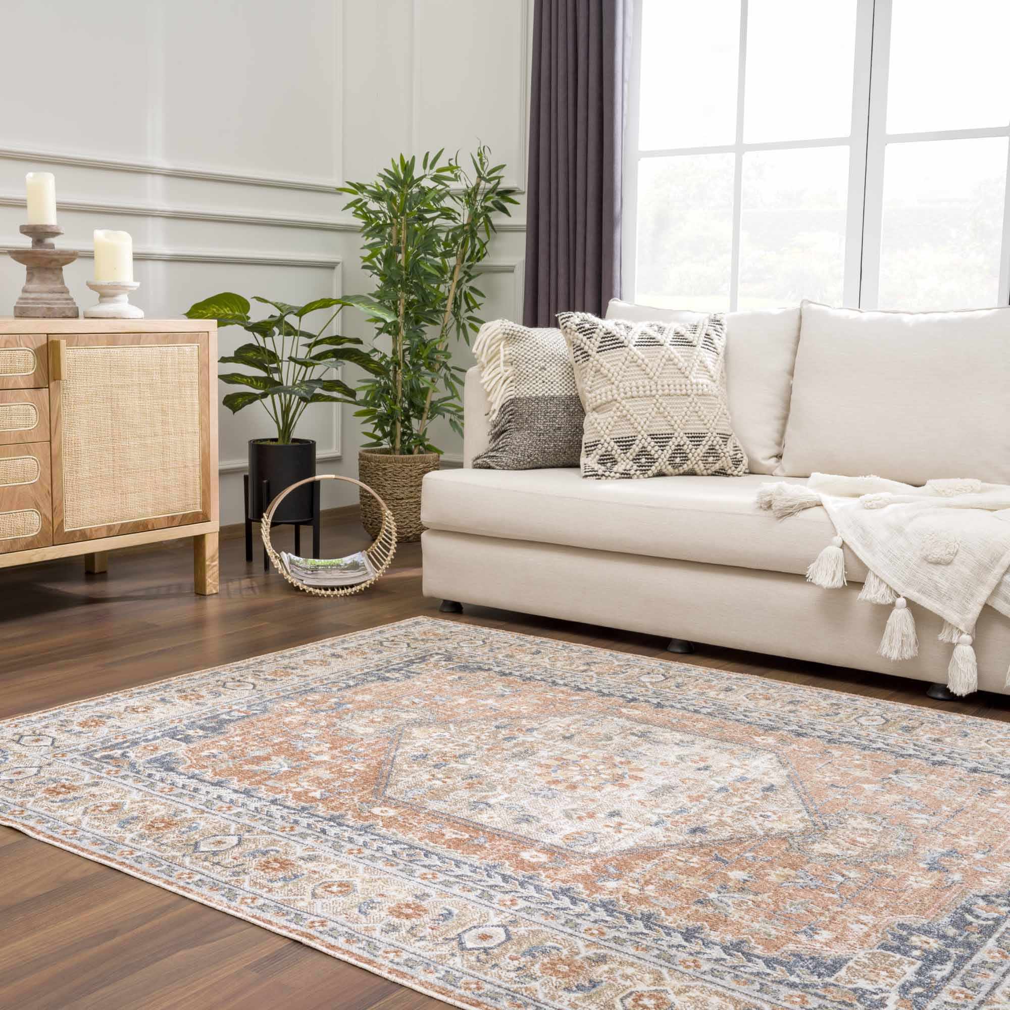 Traditional Camel, Brown and Charcoal Vintage Style Washable Multi Size Turkish Design Rug - Image 16