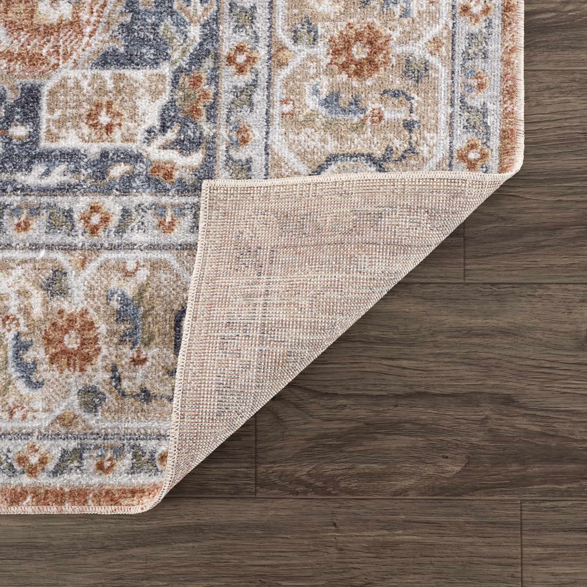 Traditional Camel, Brown and Charcoal Vintage Style Washable Multi Size Turkish Design Rug - Image 4
