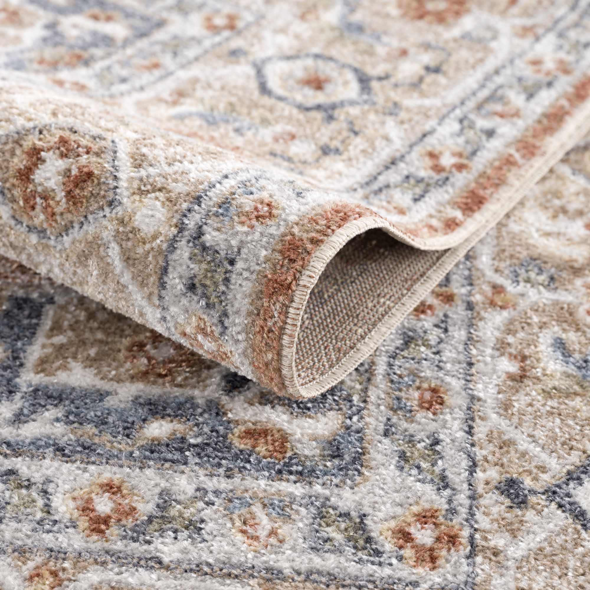 Traditional Camel, Brown and Charcoal Vintage Style Washable Multi Size Turkish Design Rug - Image 7