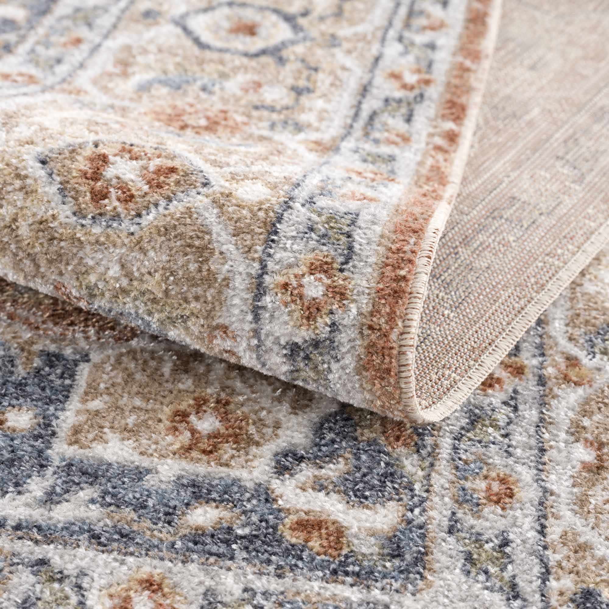 Traditional Camel, Brown and Charcoal Vintage Style Washable Multi Size Turkish Design Rug - Image 9