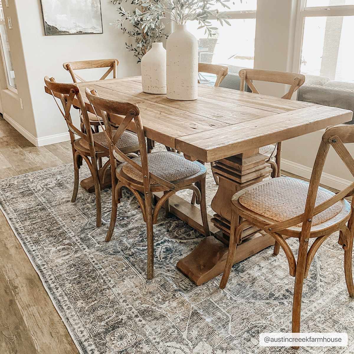 Antique look Transitional Charcoal, Ivory and Brown Medallion Machine Washable Rug - Image 3