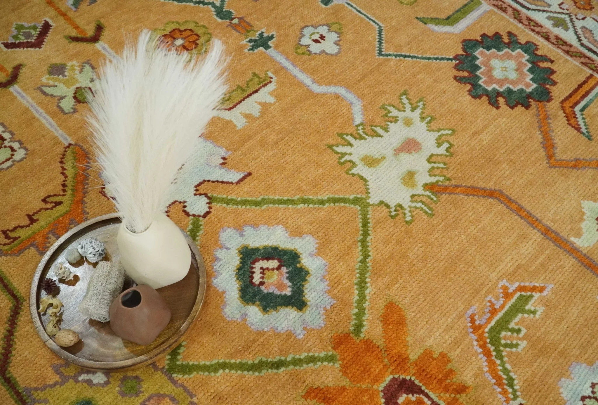 Custom Made Traditional Floral Dark Peach and Ivory Hand knotted Multi Size wool Area Rug - Image 10