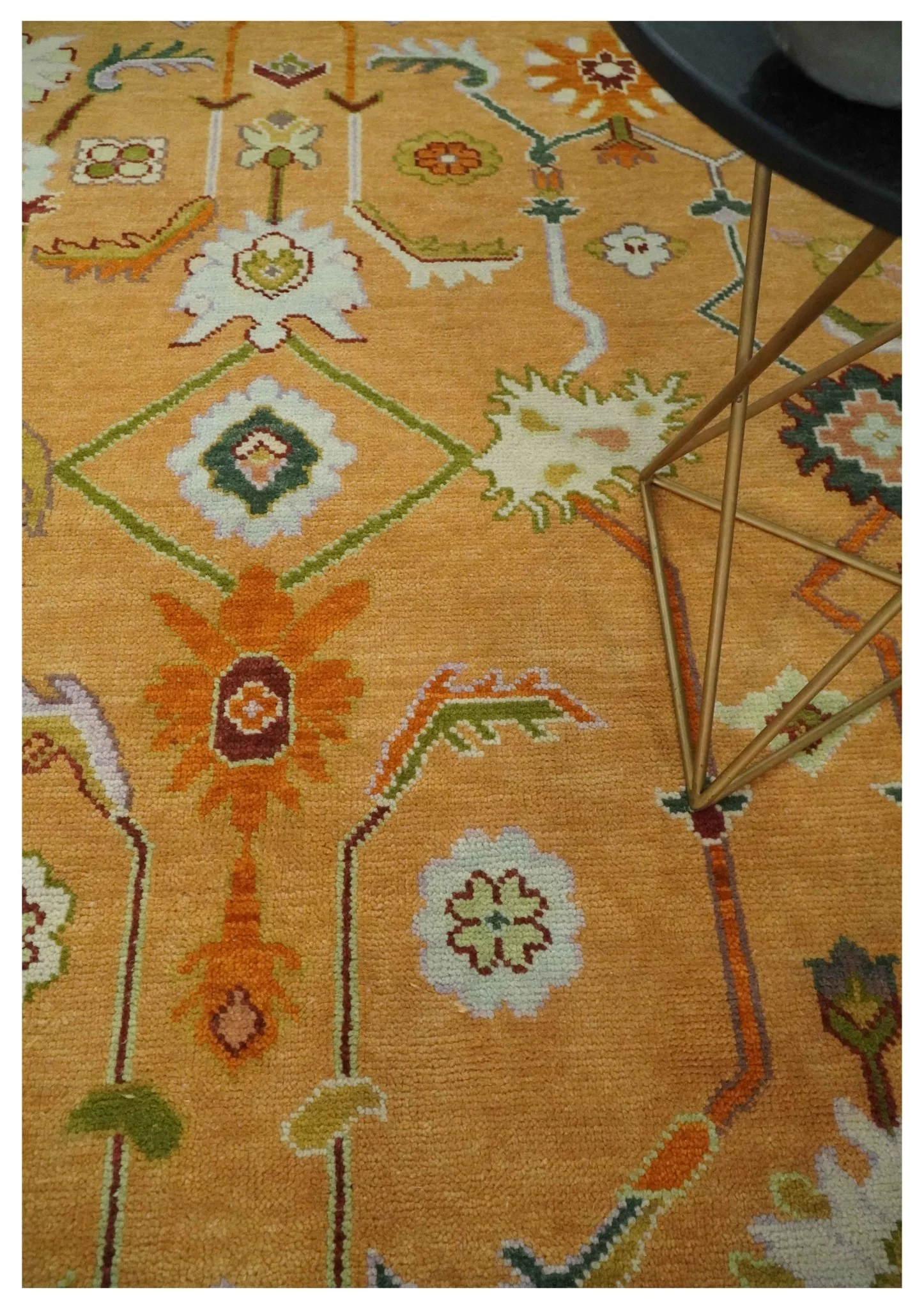 Custom Made Traditional Floral Dark Peach and Ivory Hand knotted Multi Size wool Area Rug - Image 2