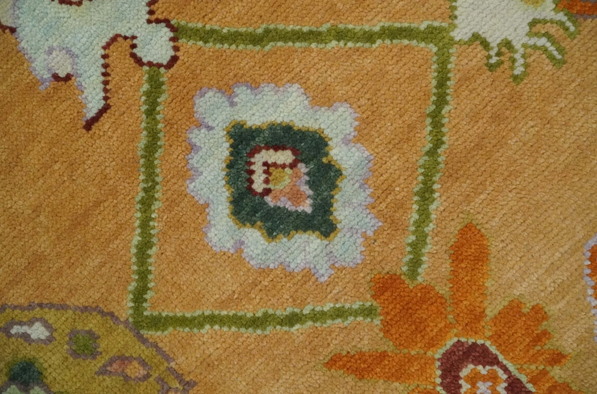 Custom Made Traditional Floral Dark Peach and Ivory Hand knotted Multi Size wool Area Rug - Image 4