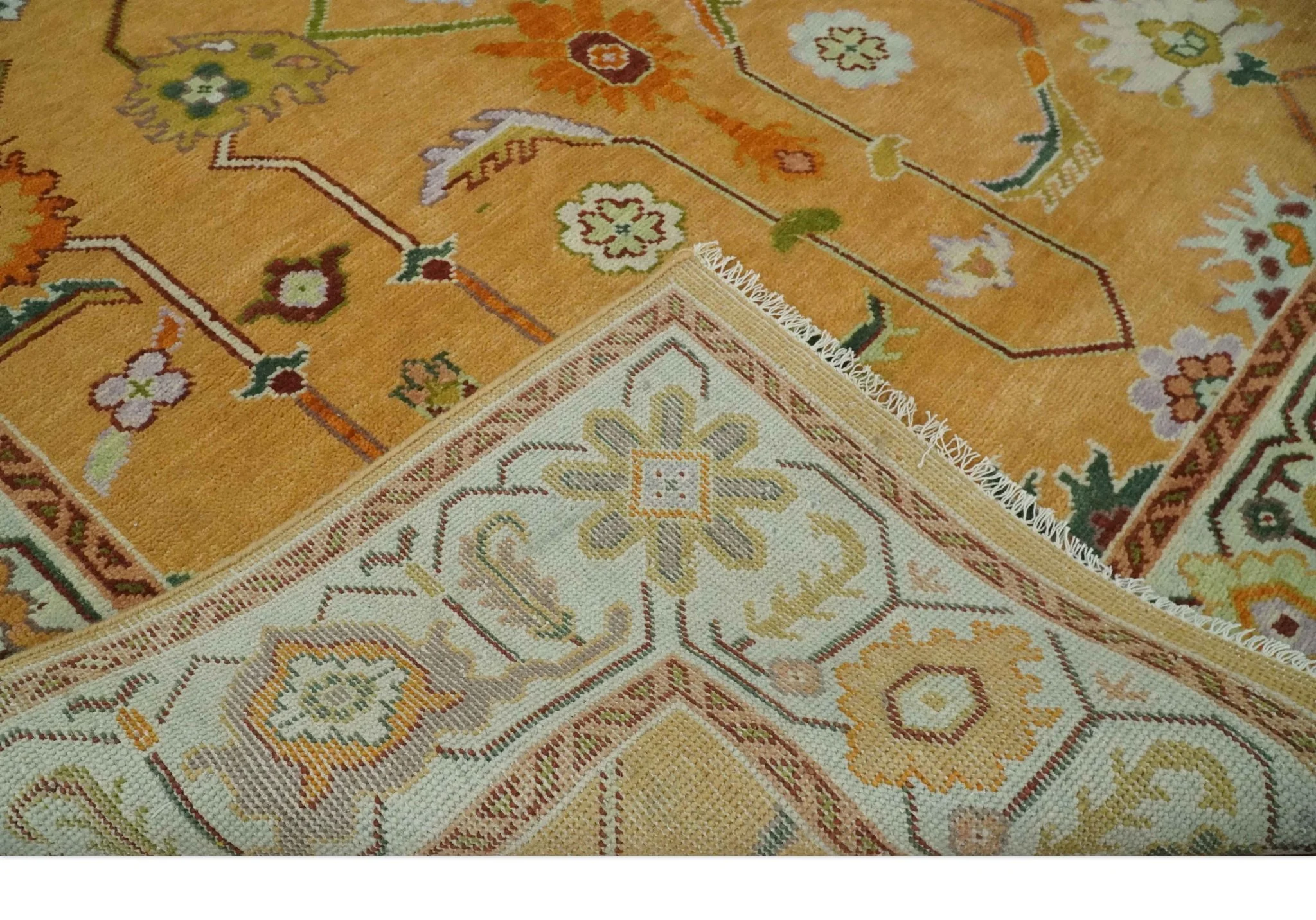 Custom Made Traditional Floral Dark Peach and Ivory Hand knotted Multi Size wool Area Rug - Image 6