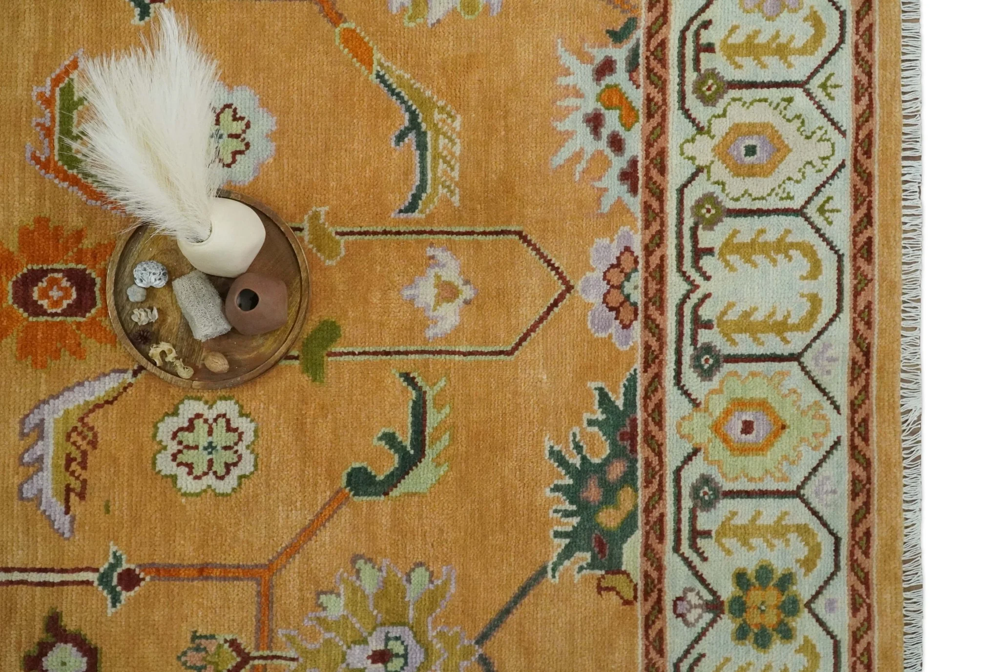 Custom Made Traditional Floral Dark Peach and Ivory Hand knotted Multi Size wool Area Rug - Image 9