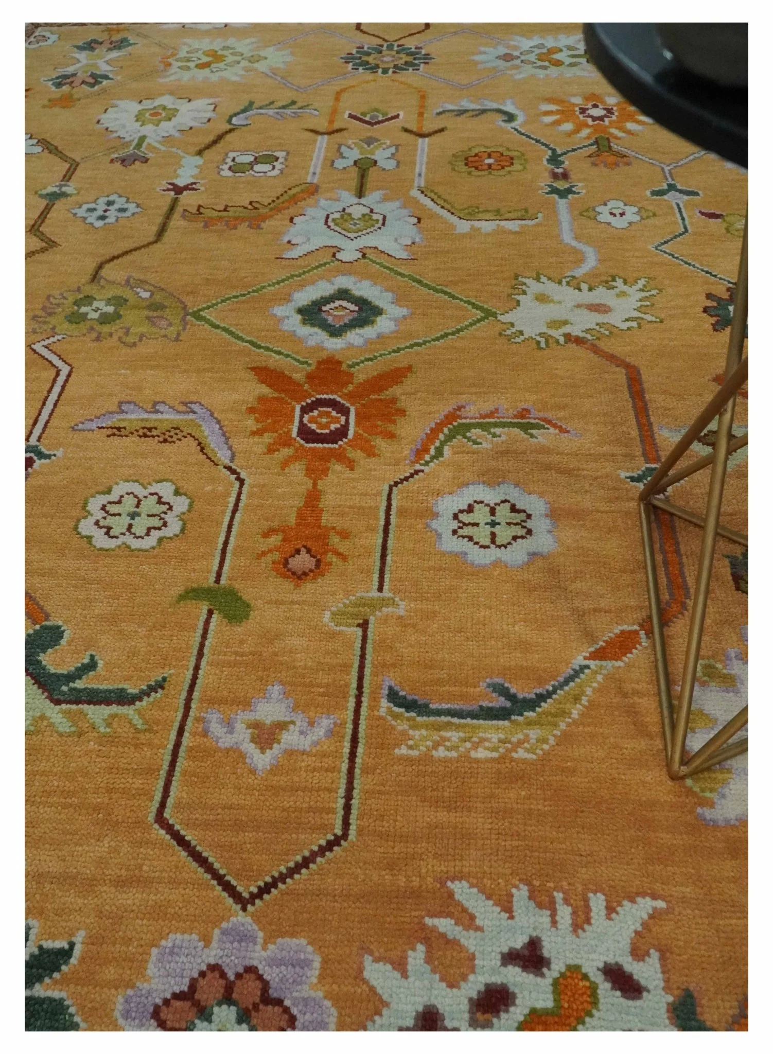 Floral Dark Peach and Ivory Hand knotted 8x10 and 9x12 wool Area Rug - Image 2