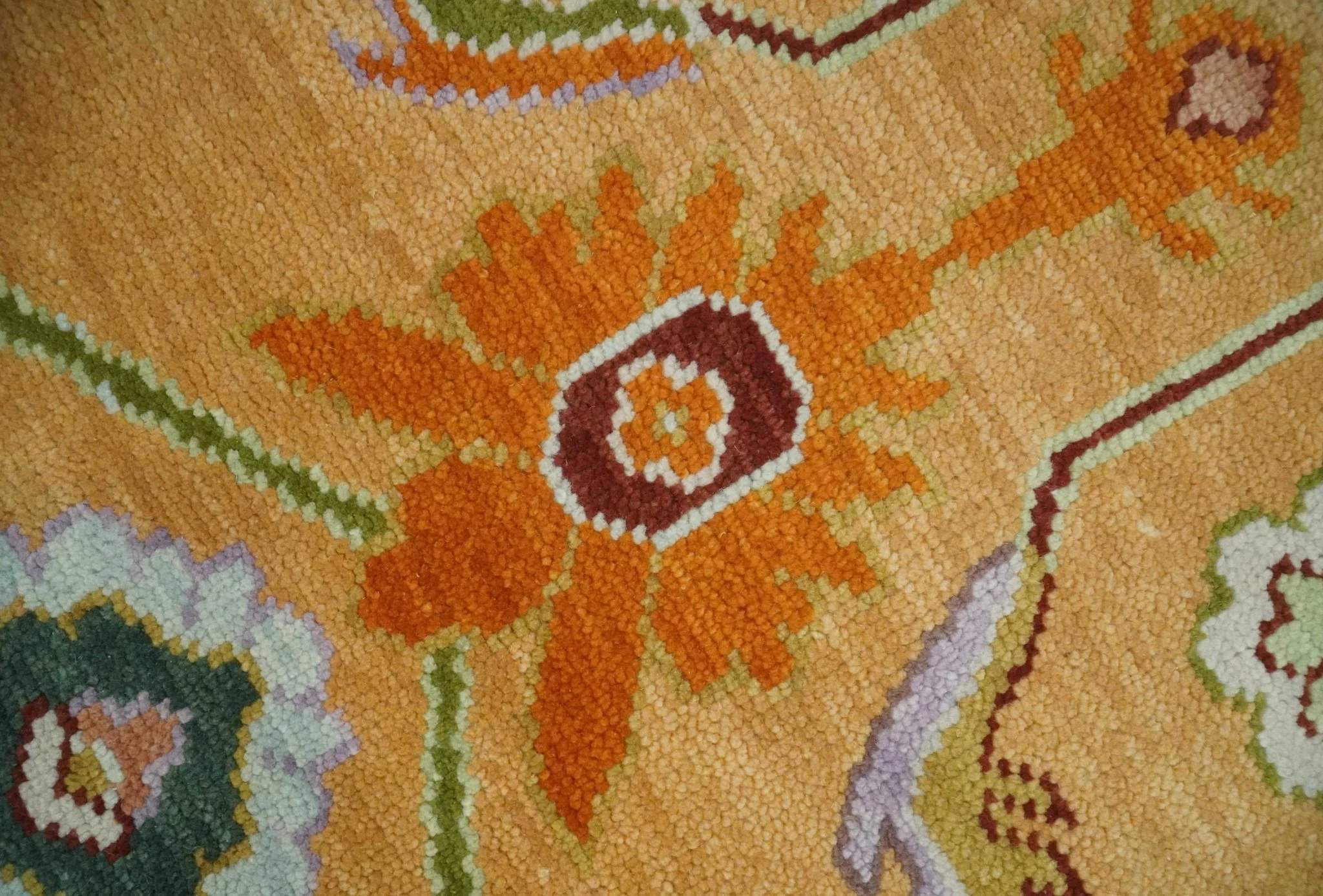 Floral Dark Peach and Ivory Hand knotted 8x10 and 9x12 wool Area Rug - Image 4
