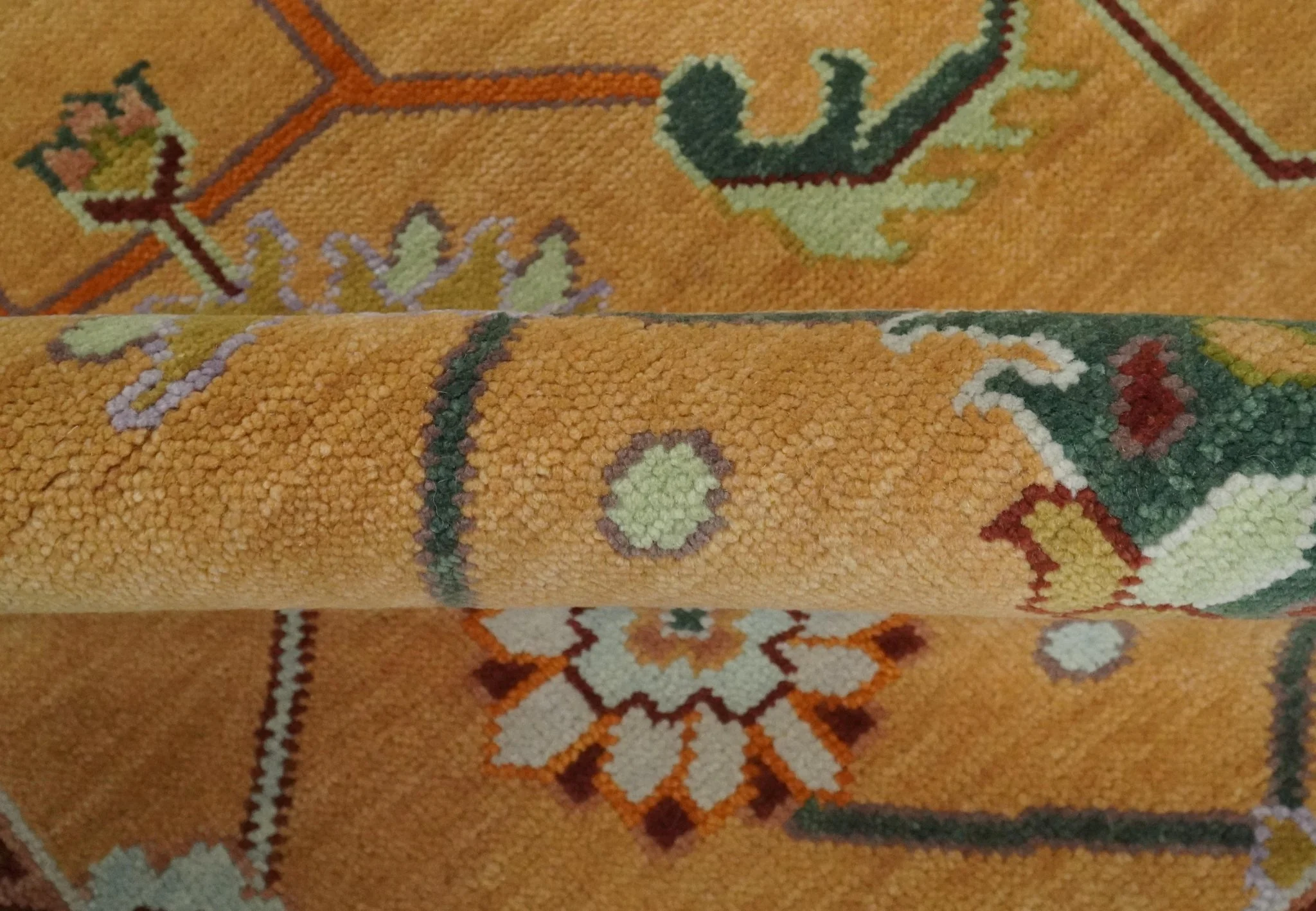 Floral Dark Peach and Ivory Hand knotted 8x10 and 9x12 wool Area Rug - Image 6