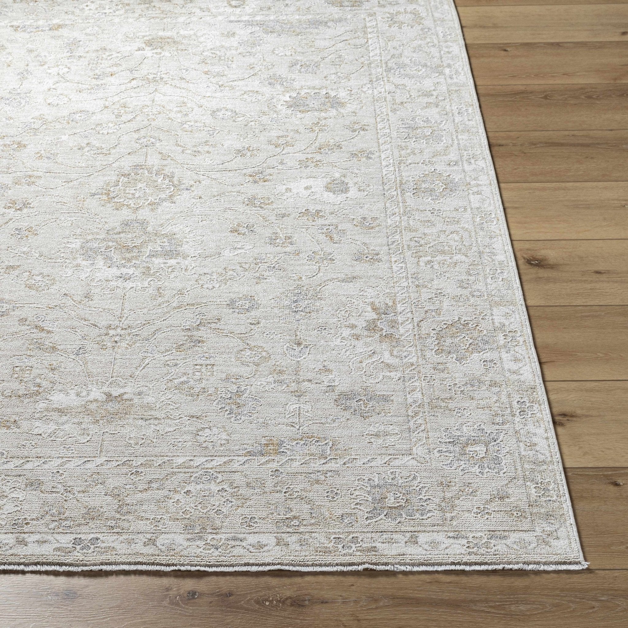 Traditional Floral Design Silver contemporary Rug - Image 2