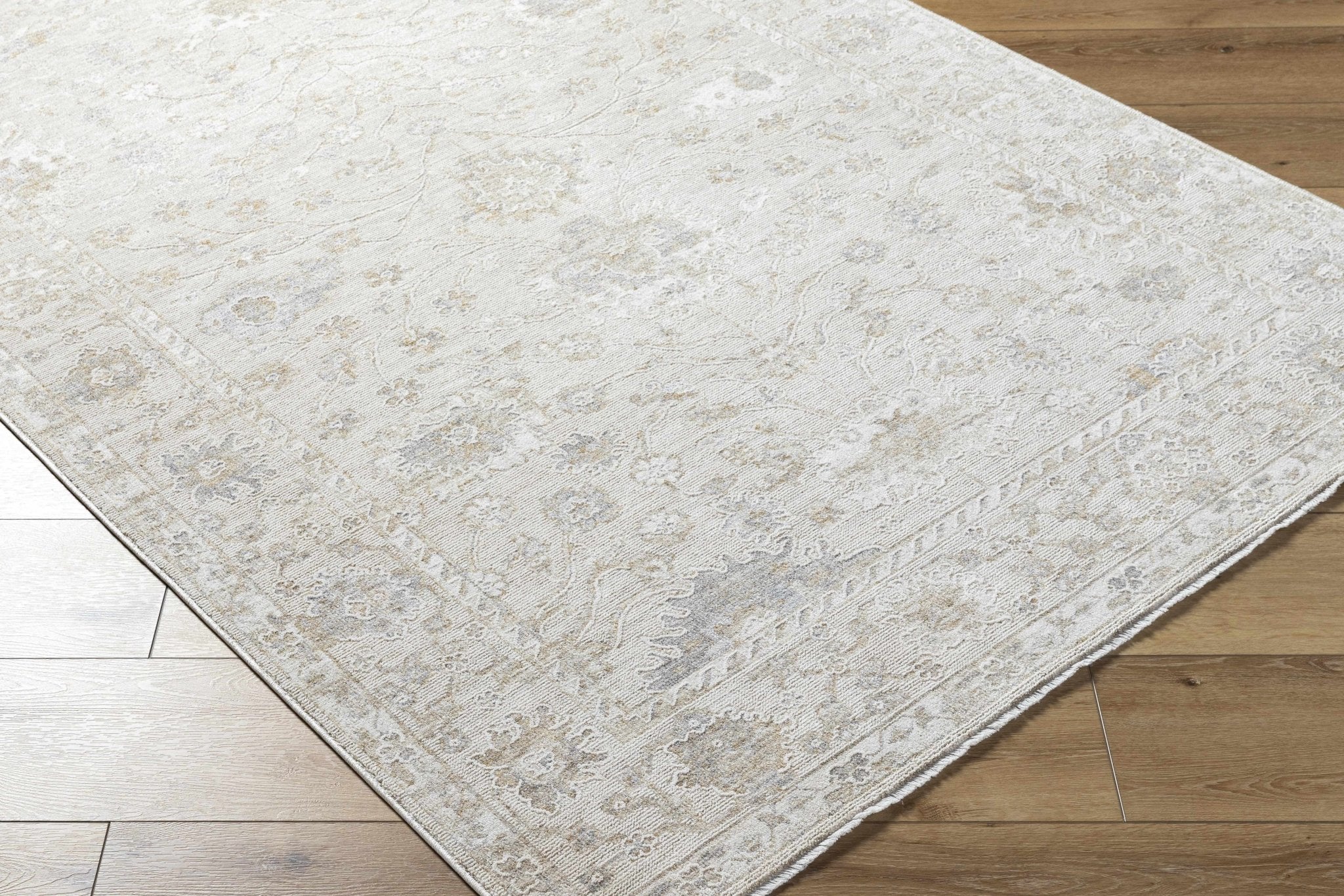 Traditional Floral Design Silver contemporary Rug - Image 3