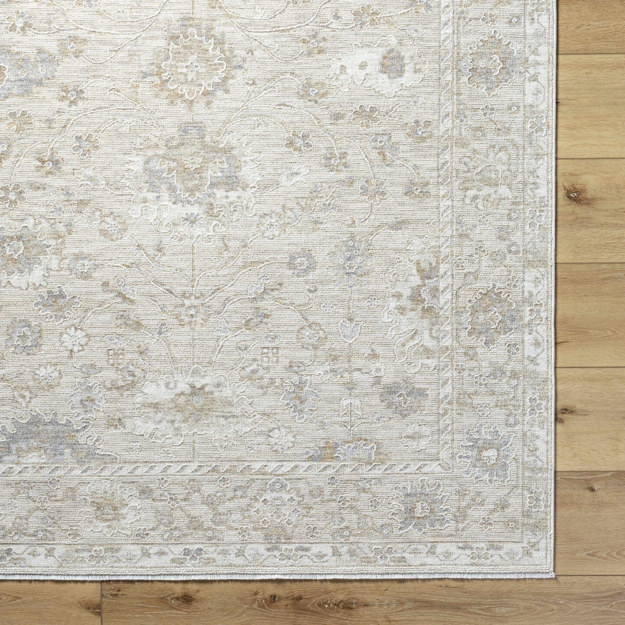 Traditional Floral Design Silver contemporary Rug - Image 6