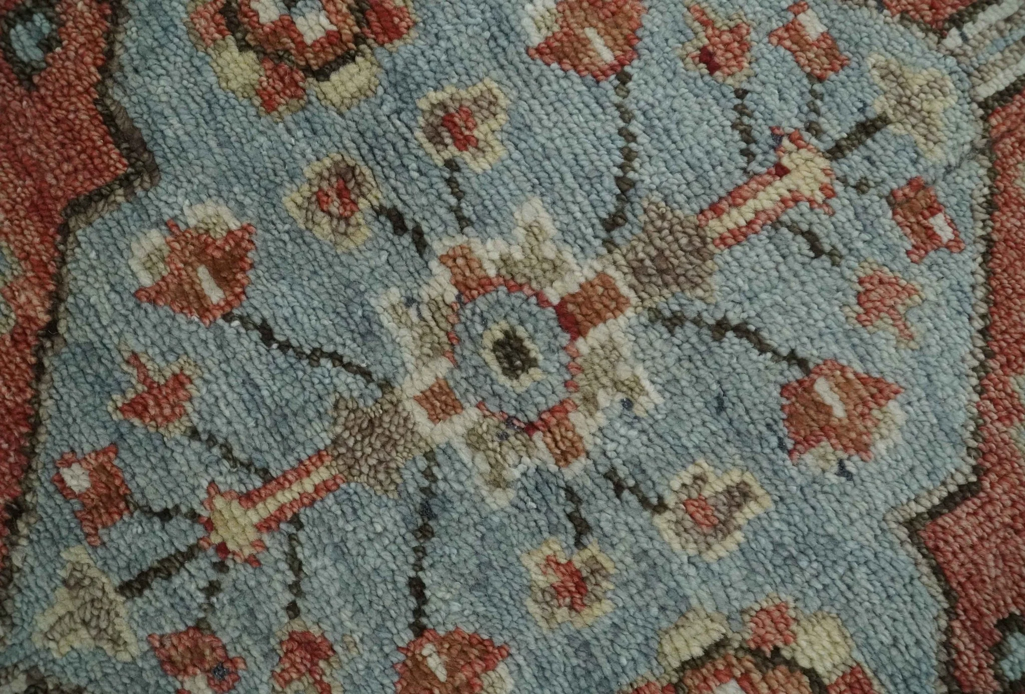 8x10 Antique look Traditional Floral Gray, Rust and Beige Hand knotted wool Area Rug - Image 4
