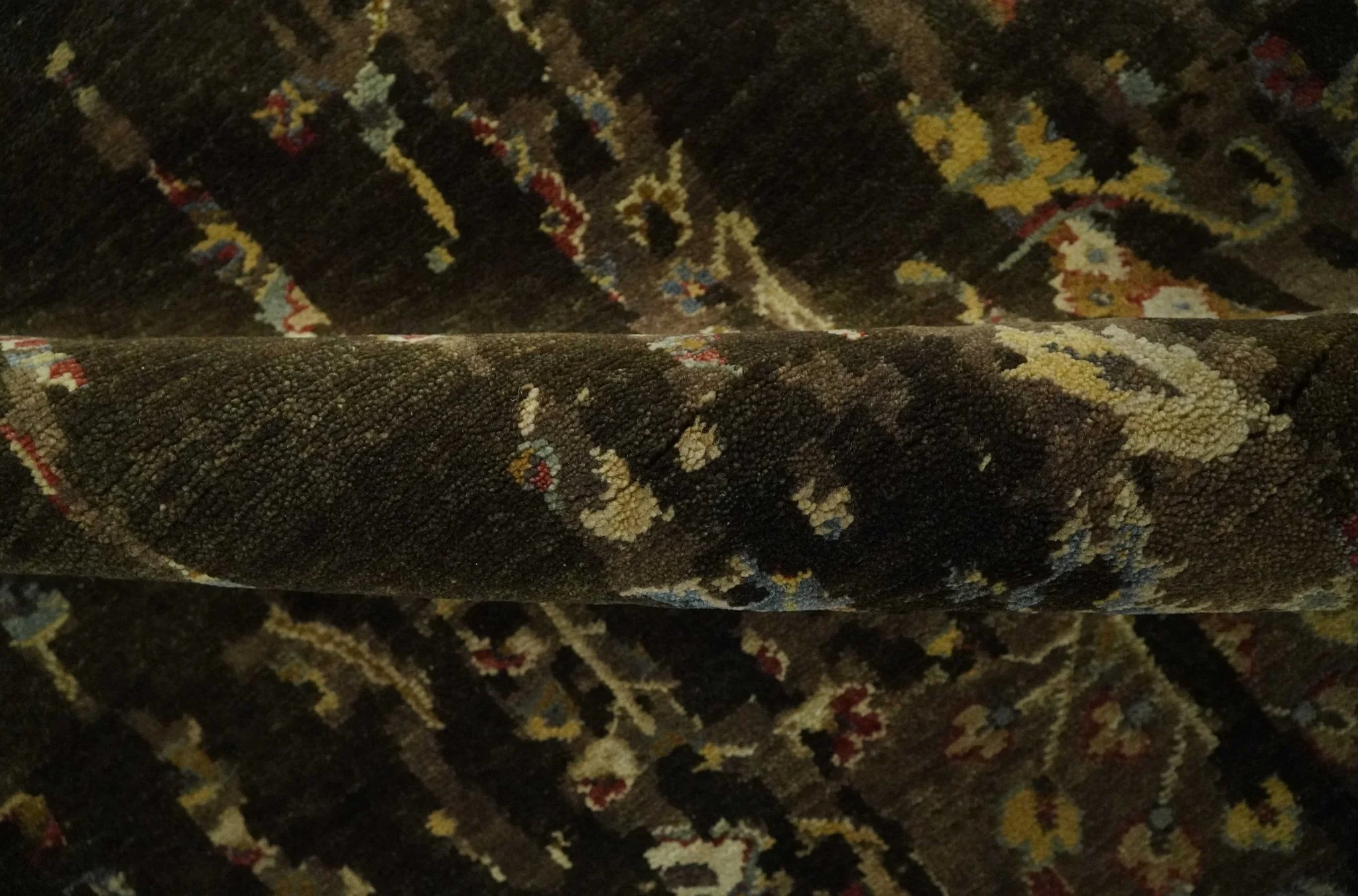 Premium Fine Transitional Brown and Olive Antique hand knotted wool Area Rug - Image 6