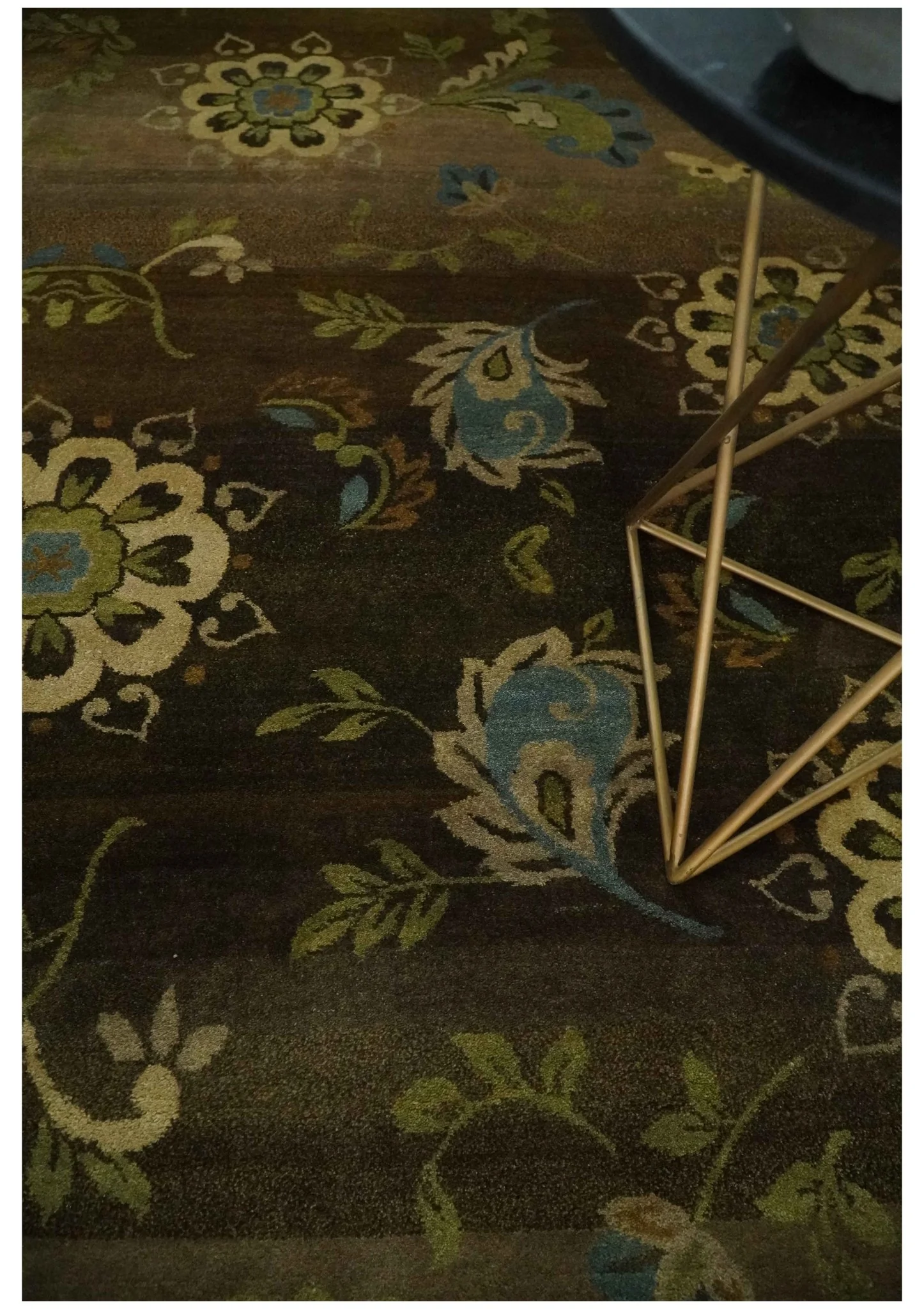 Traditional Floral Green, Beige, Brown and Teal Fine Hand knotted wool Area Rug - Image 2