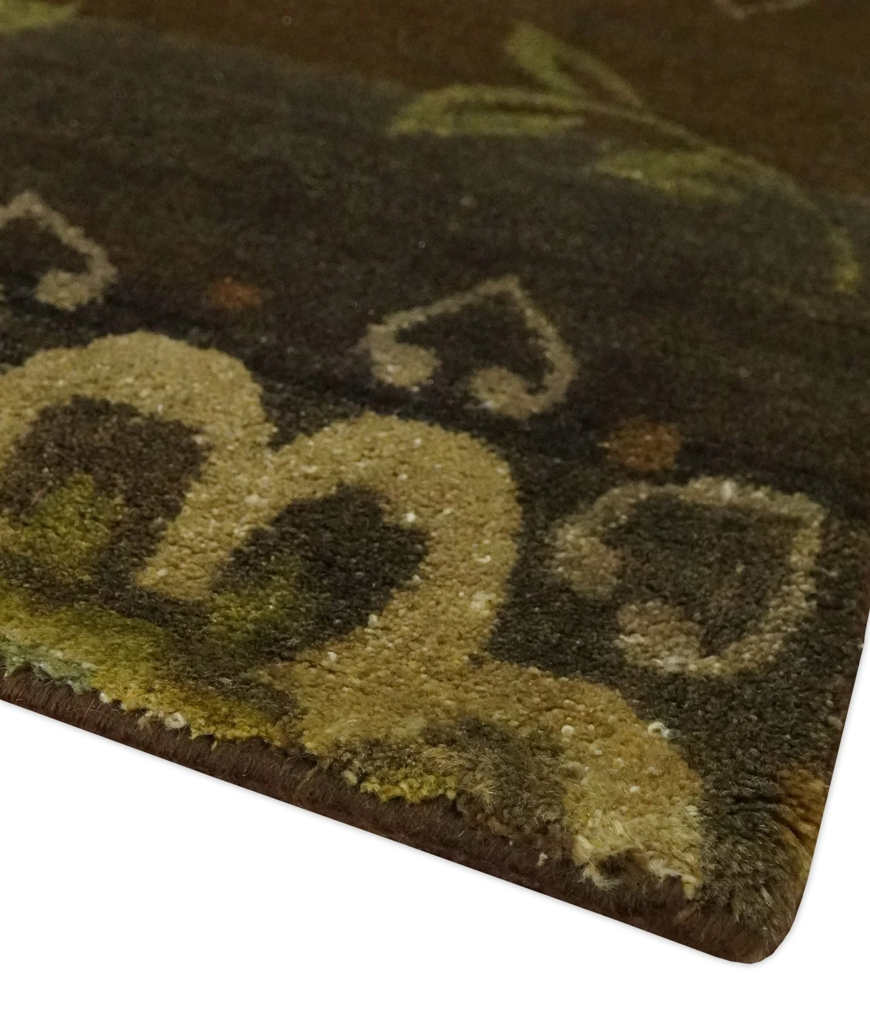 Traditional Floral Green, Beige, Brown and Teal Fine Hand knotted wool Area Rug - Image 5