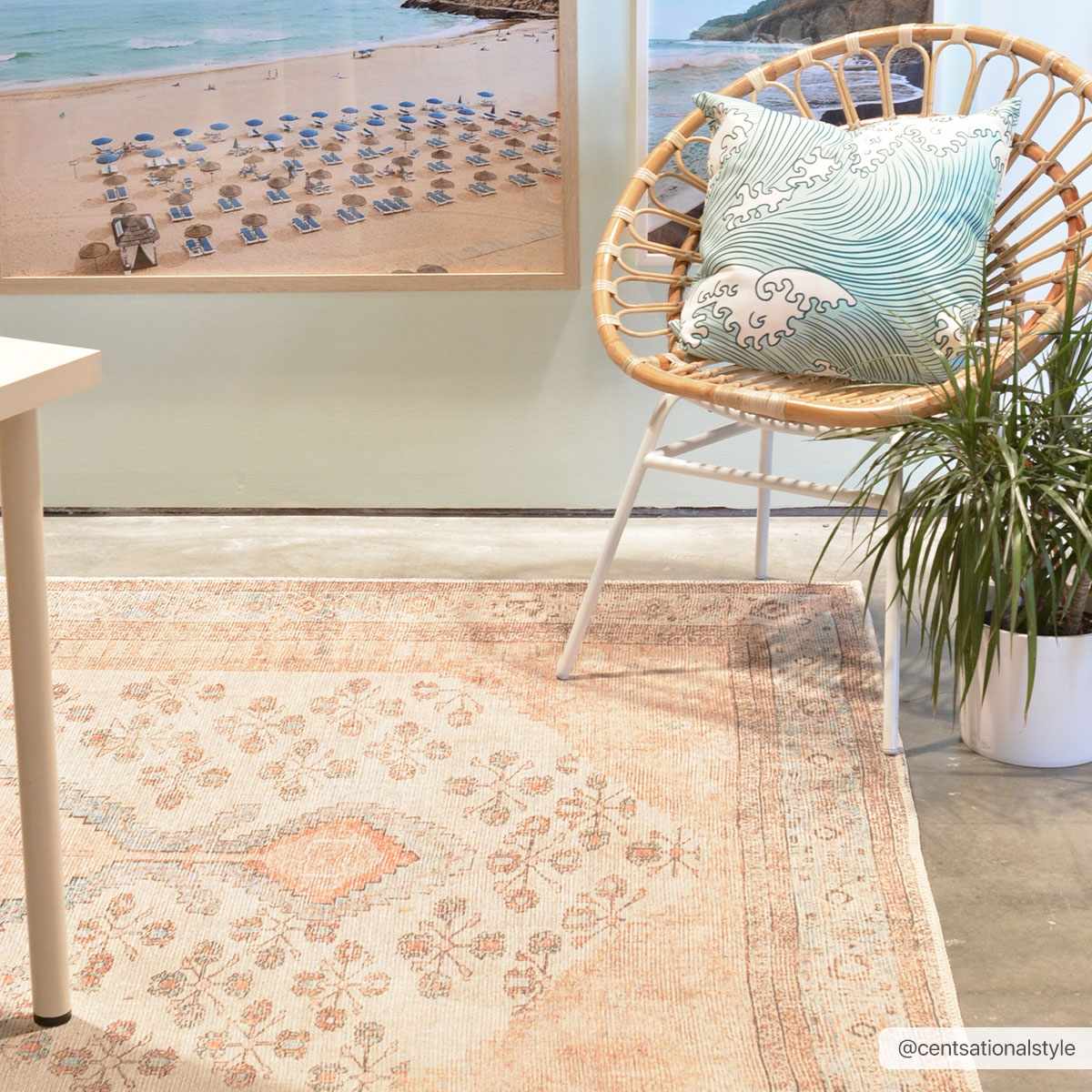 Chic Traditional Floral Ivory, Peach and Blue Machine washable Area Rug - Image 11