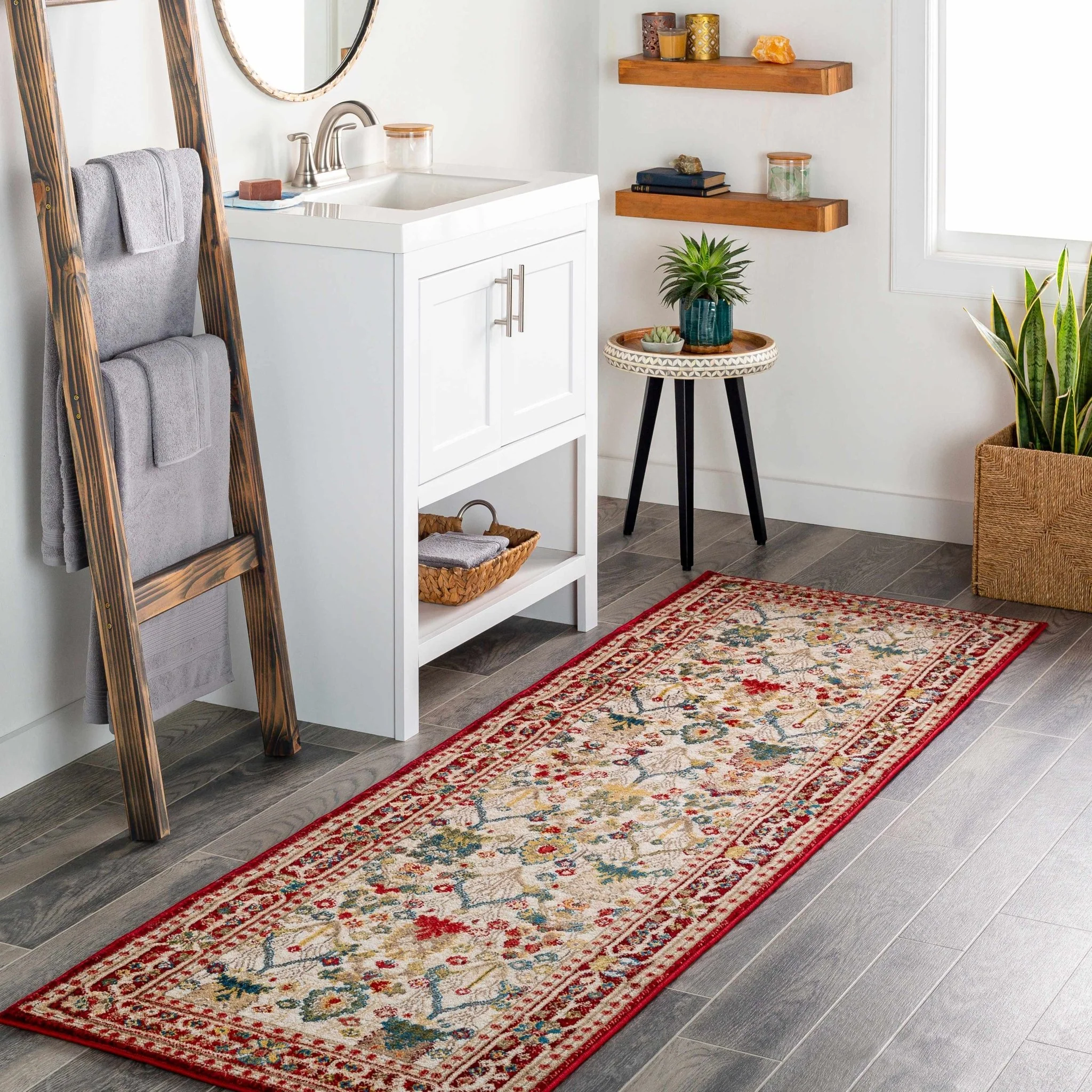 Traditional Floral Ivory, Rust and Beige Oriental Oushak area rug - Image 4