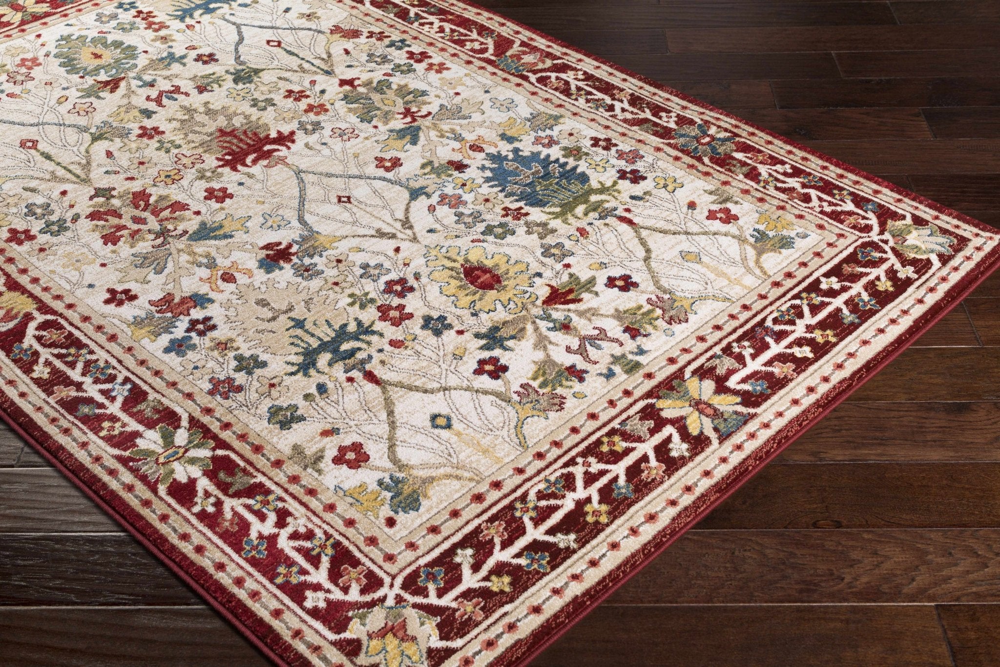 Traditional Floral Ivory, Rust and Beige Oriental Oushak area rug - Image 5
