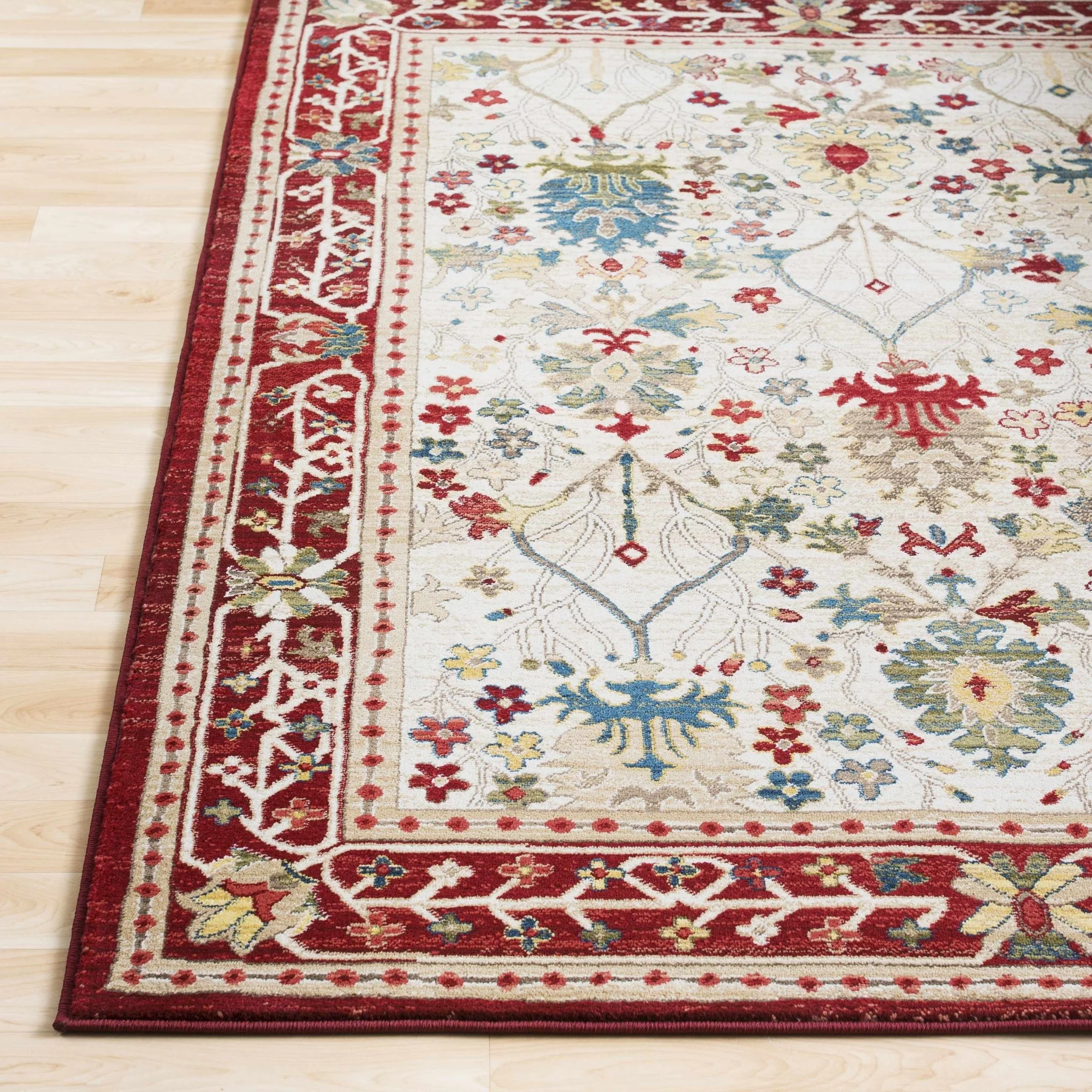 Traditional Floral Ivory, Rust and Beige Oriental Oushak area rug - Image 6