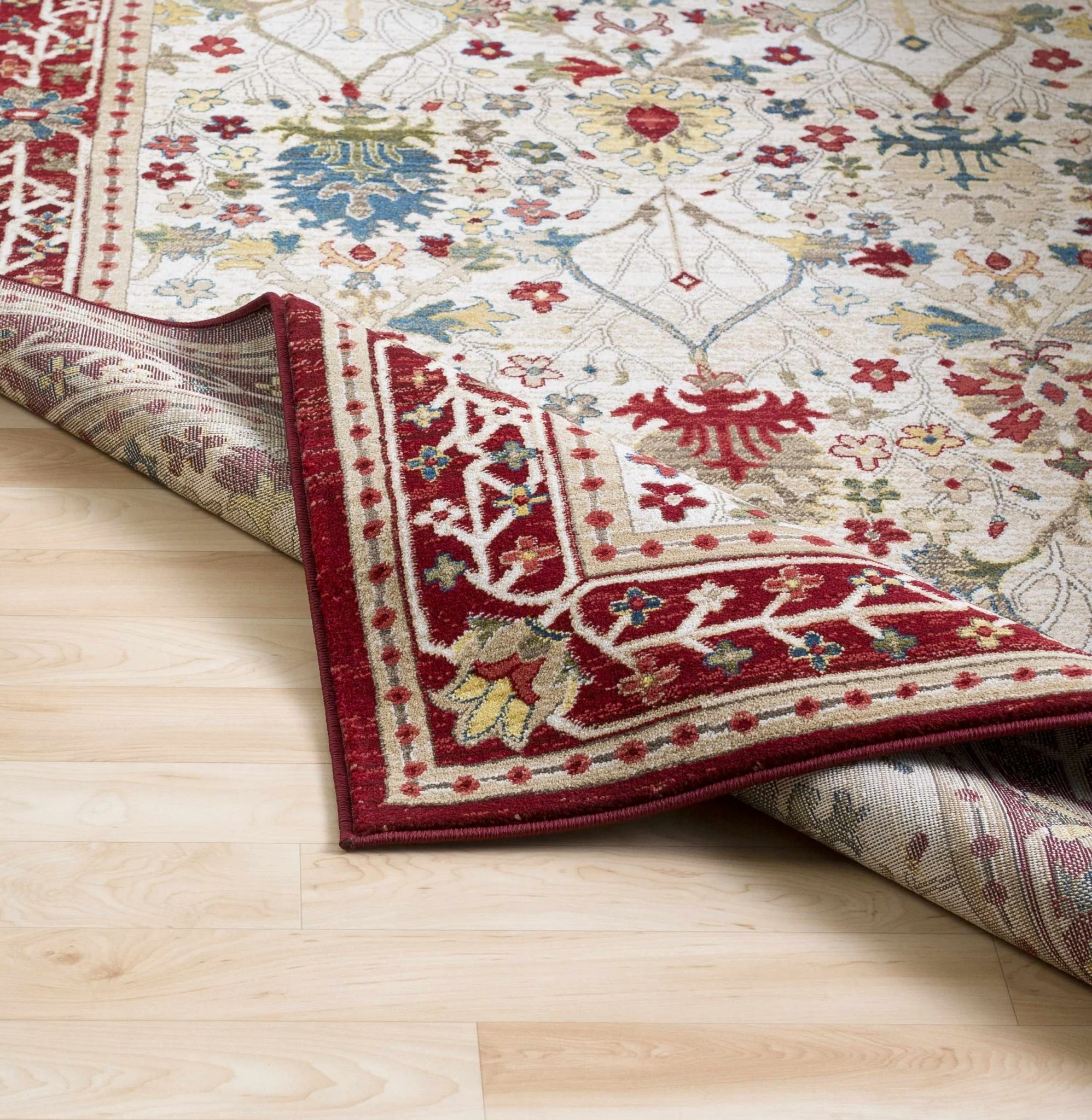 Traditional Floral Ivory, Rust and Beige Oriental Oushak area rug - Image 7