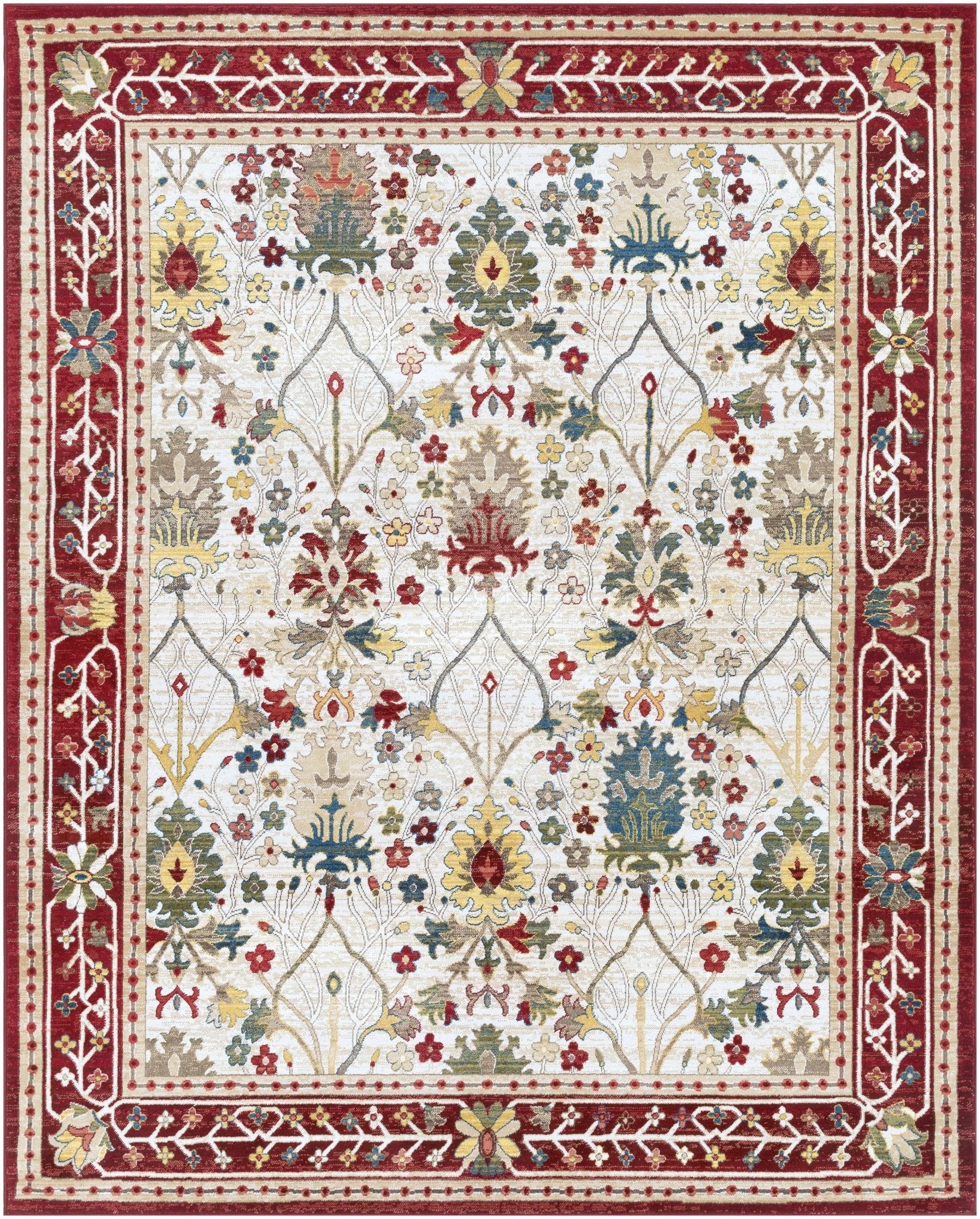 Traditional Floral Ivory, Rust and Beige Oriental Oushak area rug - Image 9