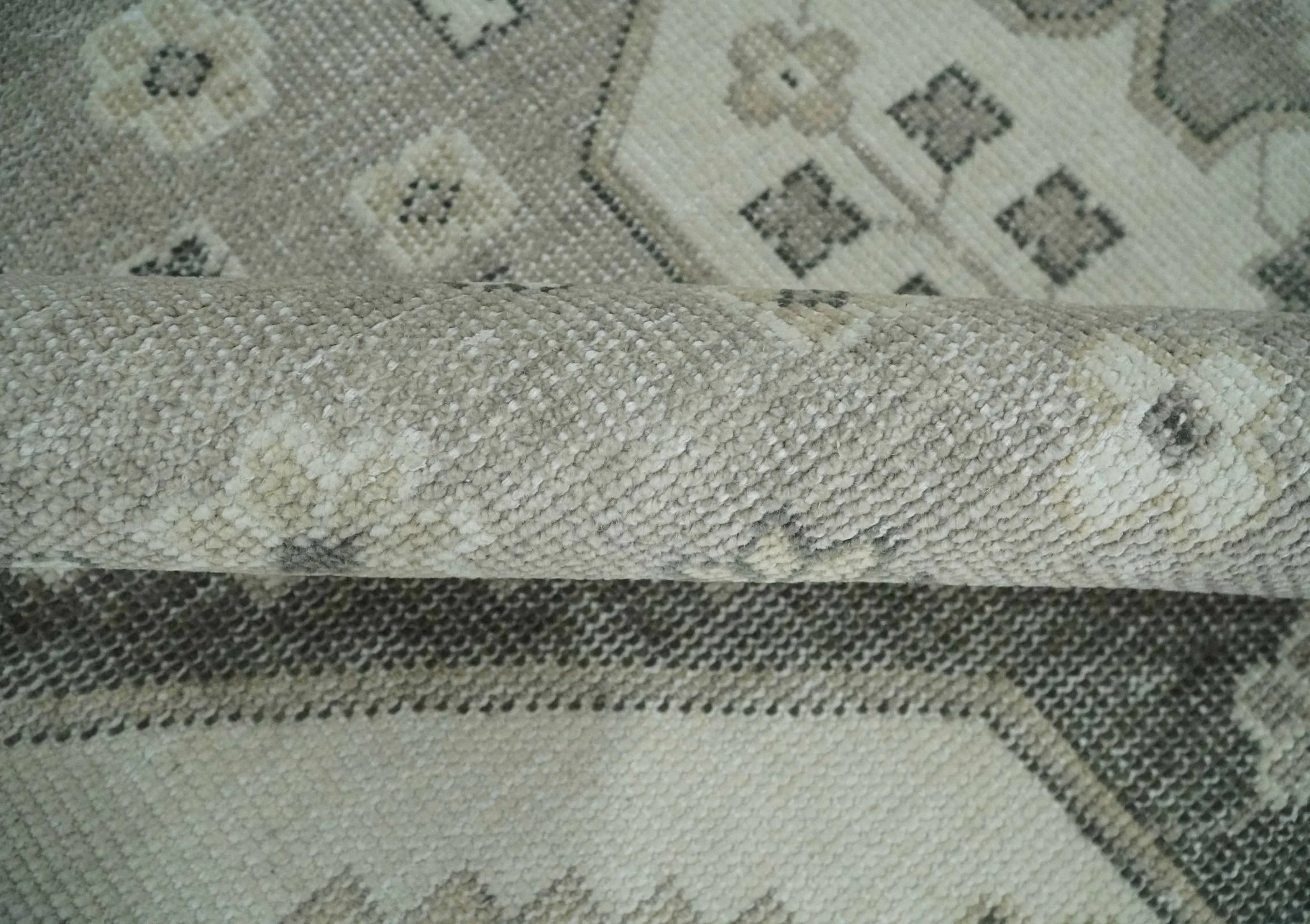 Custom Made Hand Knotted Silver, Charcoal and Ivory Traditional Medallion Wool Area Rug - Image 6