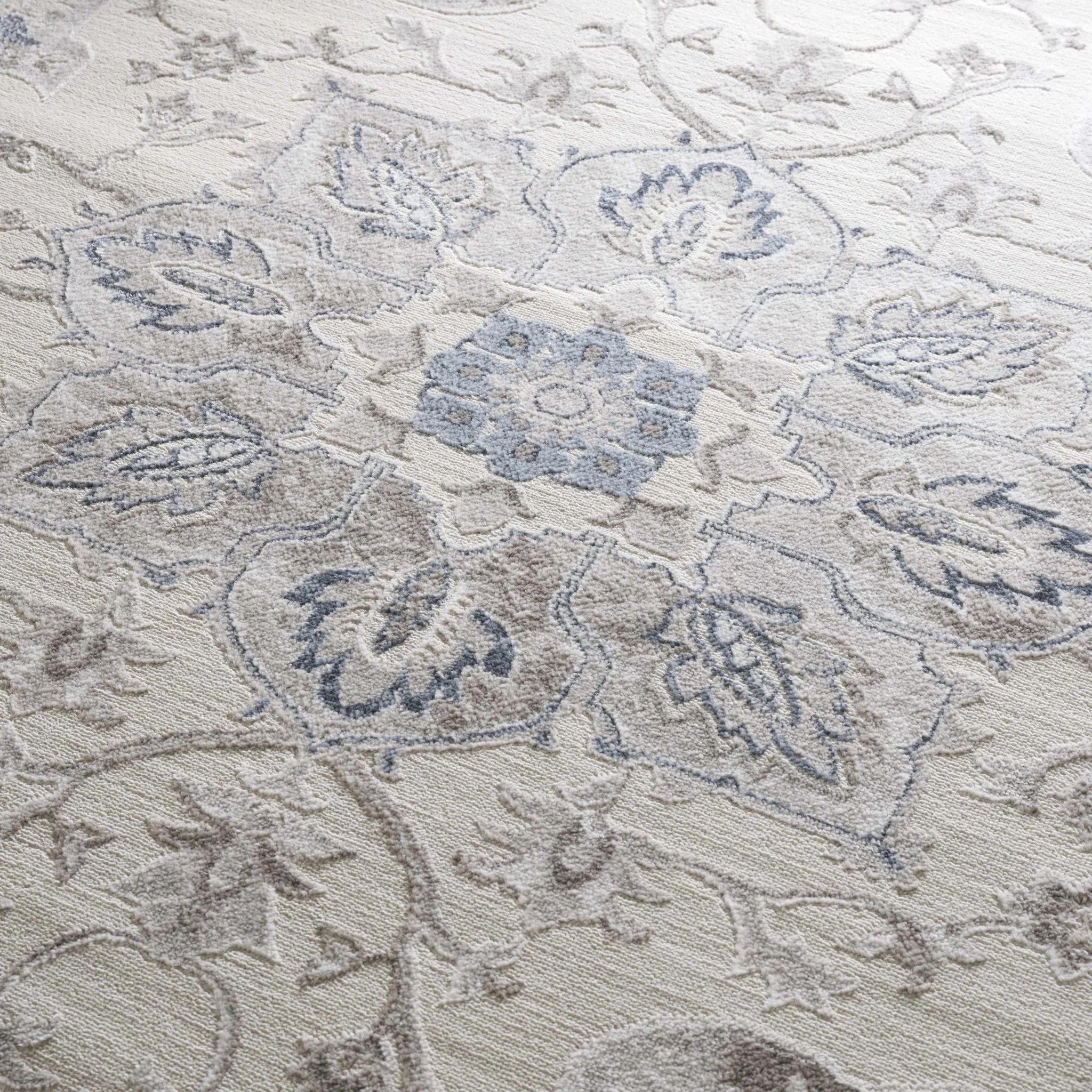 Traditional Medallion Beige, Brown and Blue Area Rug - Image 12