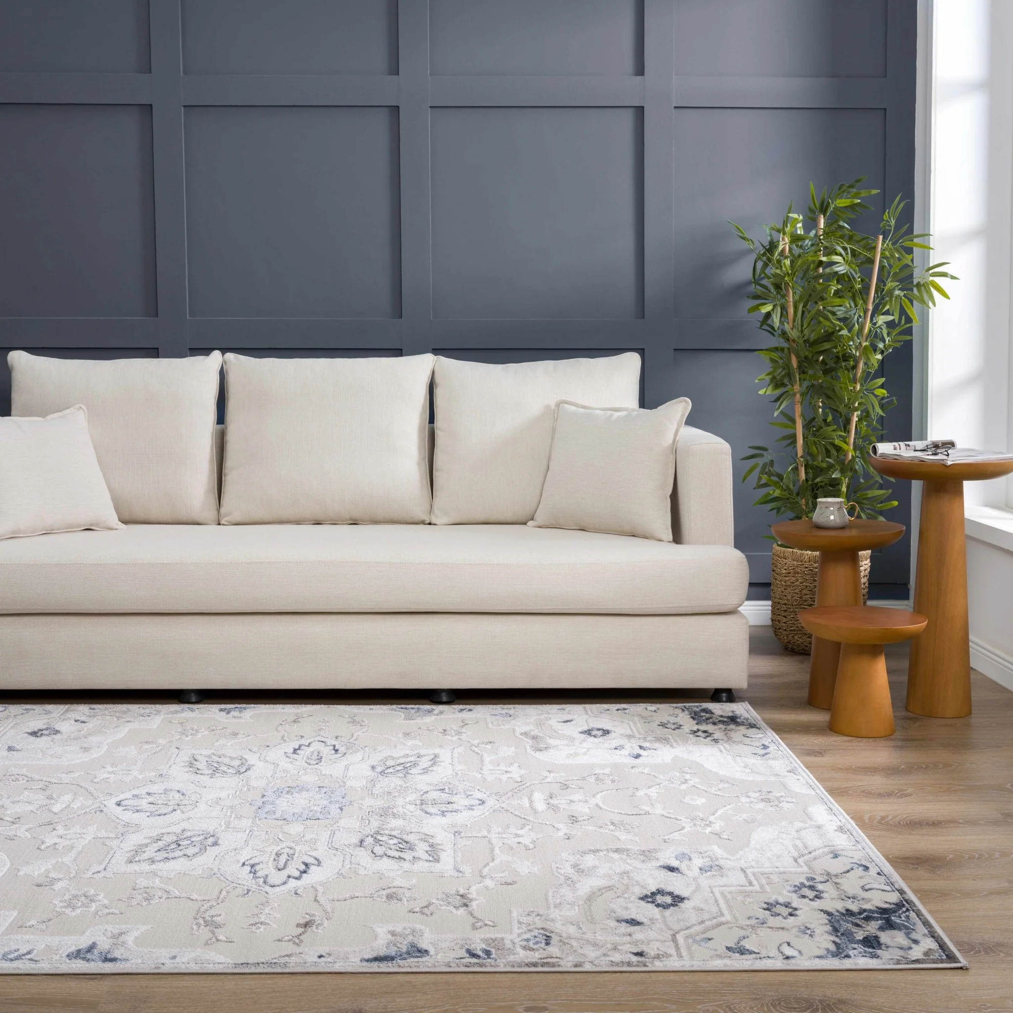 Traditional Medallion Beige, Brown and Blue Area Rug - Image 14