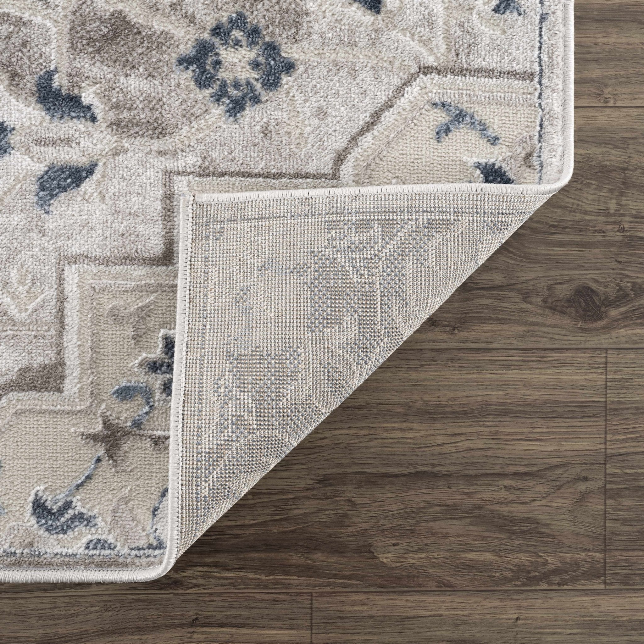 Traditional Medallion Beige, Brown and Blue Area Rug - Image 3