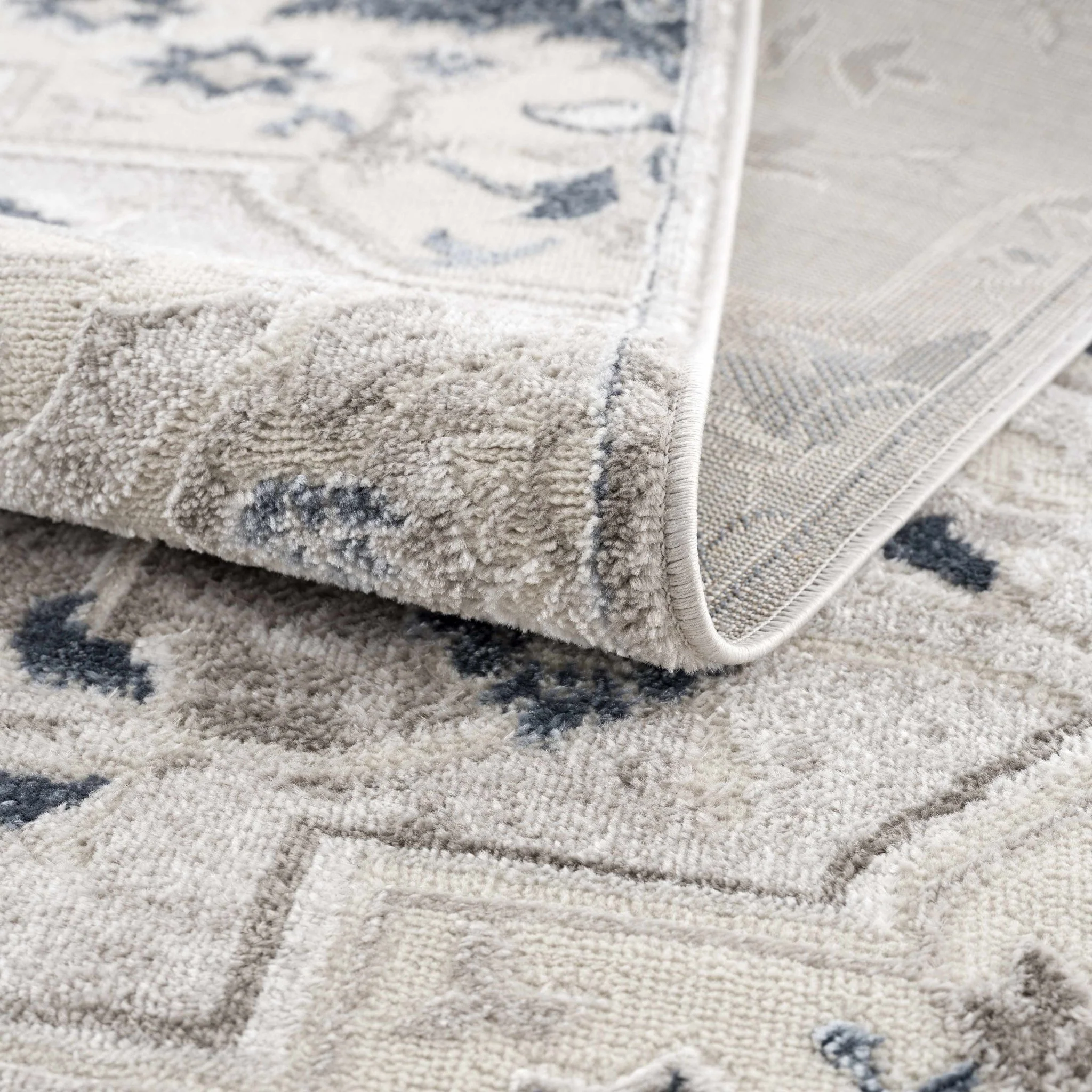 Traditional Medallion Beige, Brown and Blue Area Rug - Image 5