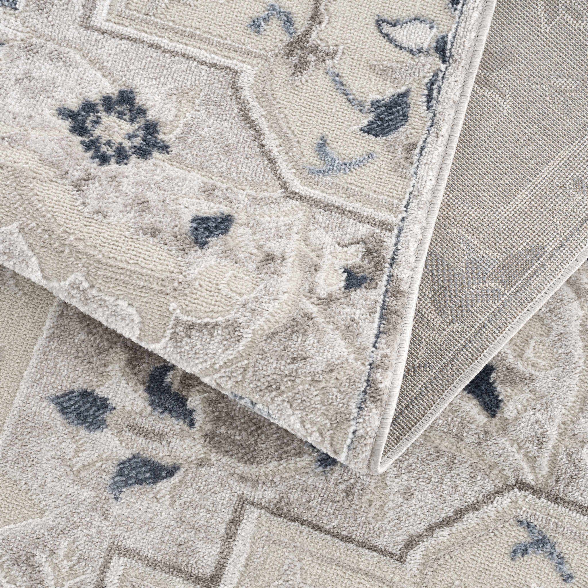 Traditional Medallion Beige, Brown and Blue Area Rug - Image 6