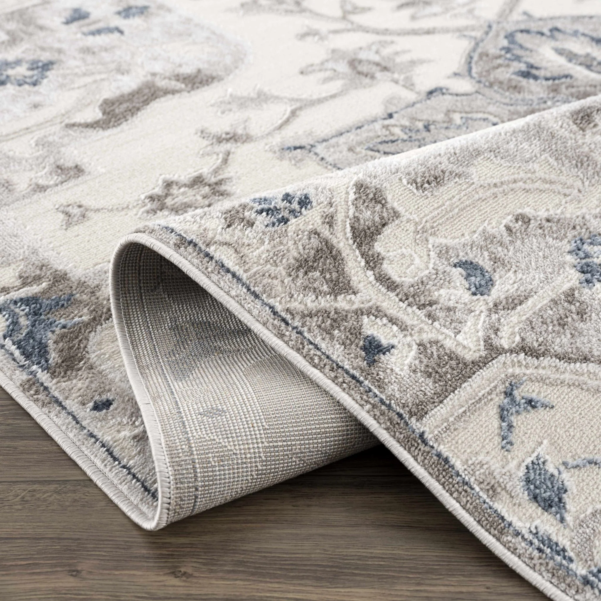 Traditional Medallion Beige, Brown and Blue Area Rug - Image 7