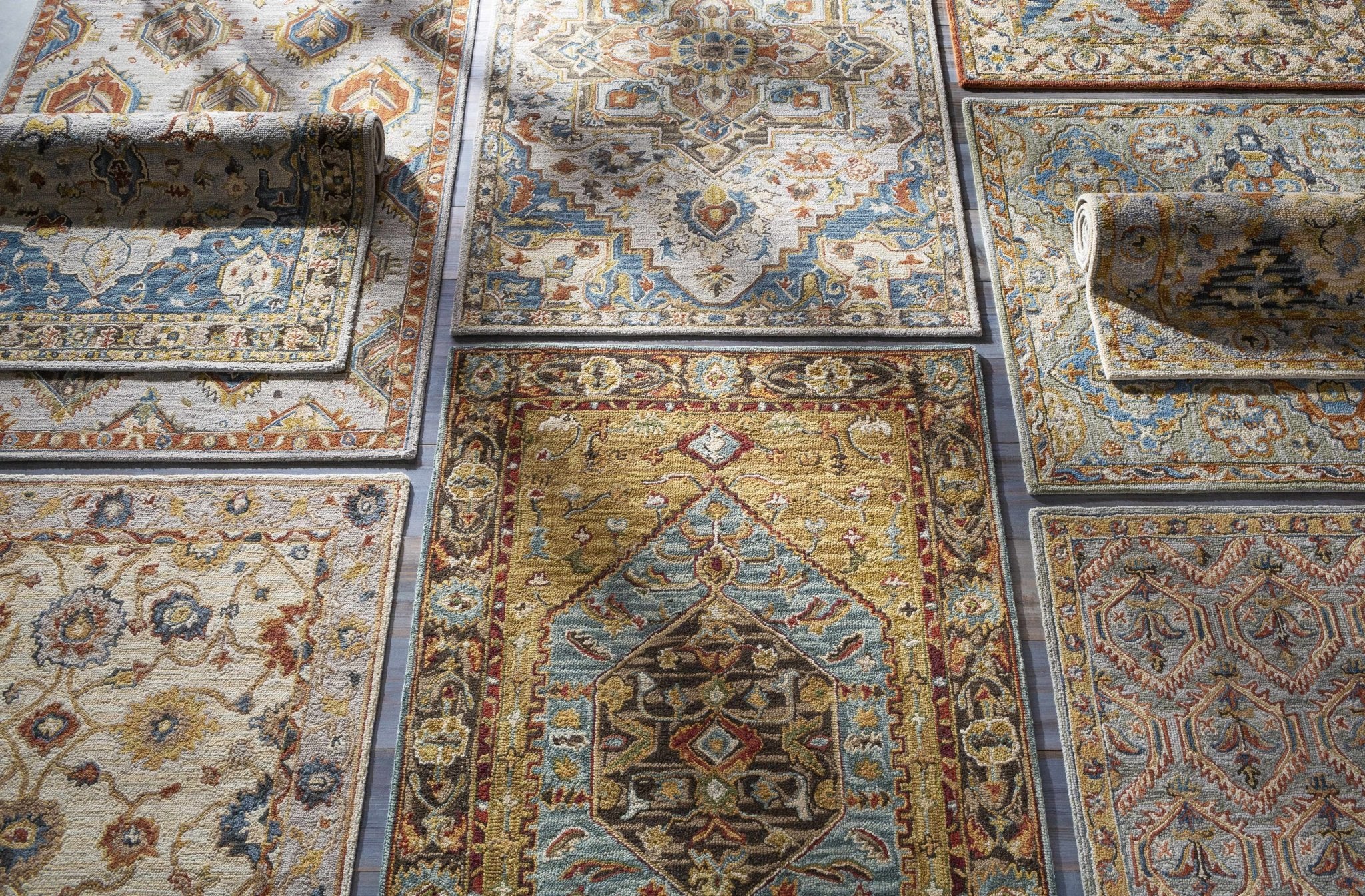 Traditional Floral Peach, Purple Teal and Rust Medallion Hand Tufted wool Area Rug - Image 5