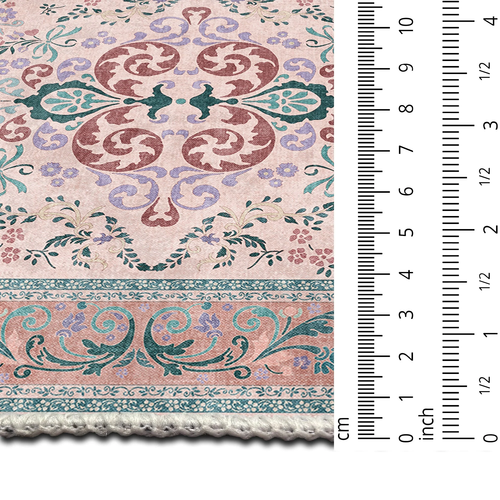 Traditional Floral Pink Cotton Machine Washable Area Rug - Image 6