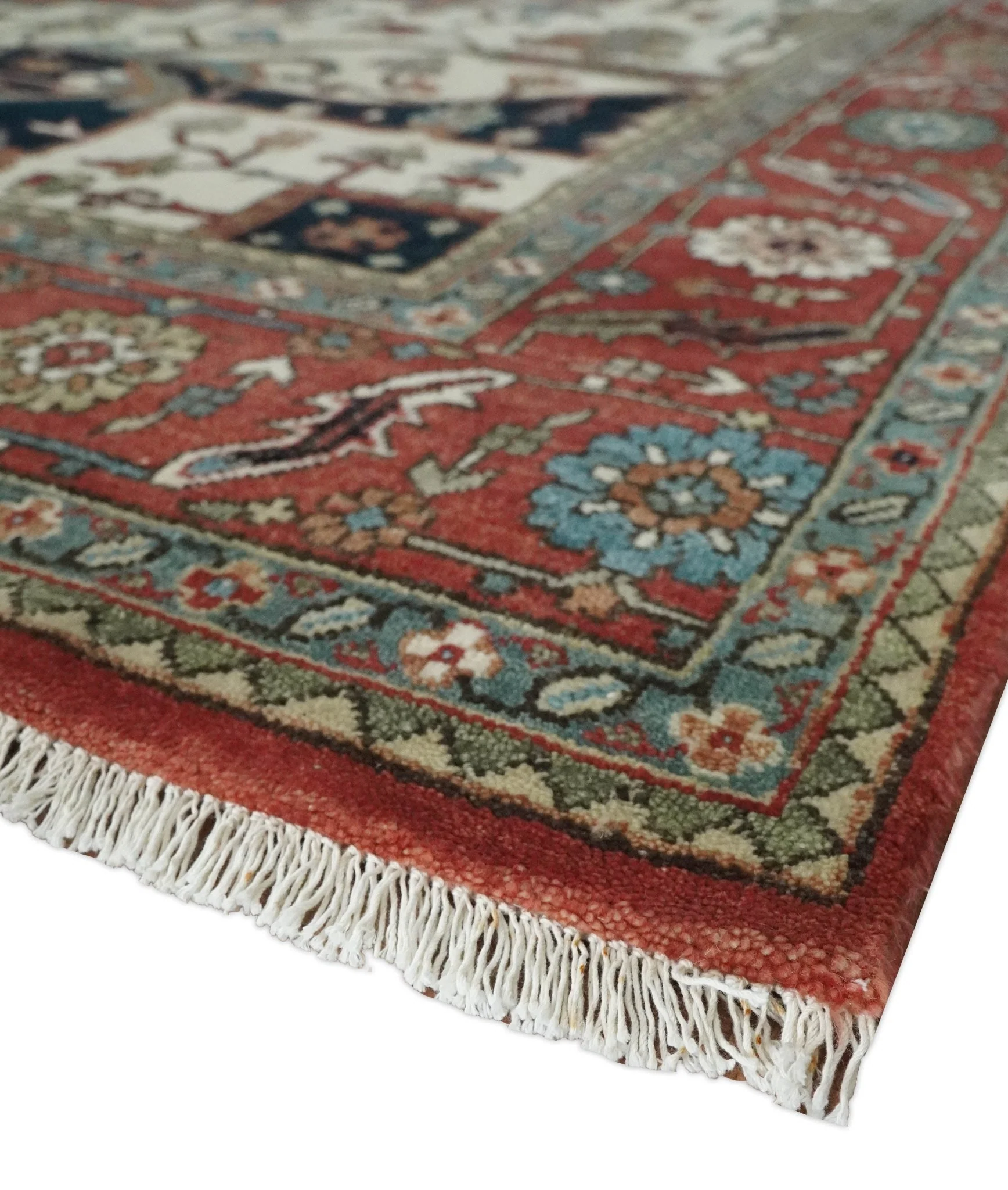 Traditional 9.11x13.8 Hand knotted Premium Fine Brown, Black and Ivory wool Area Rug - Image 5