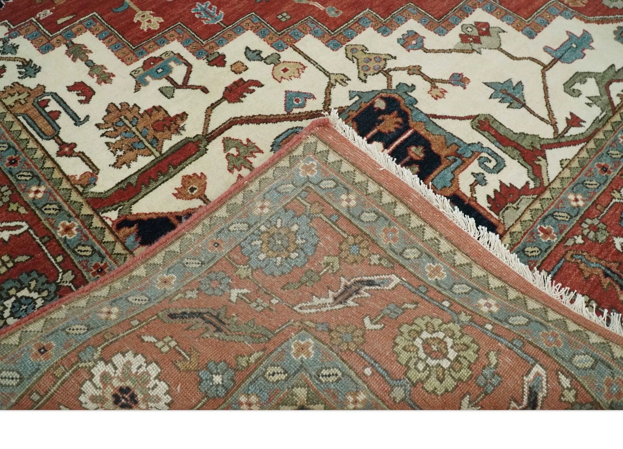 Traditional 9.11x13.8 Hand knotted Premium Fine Brown, Black and Ivory wool Area Rug - Image 7