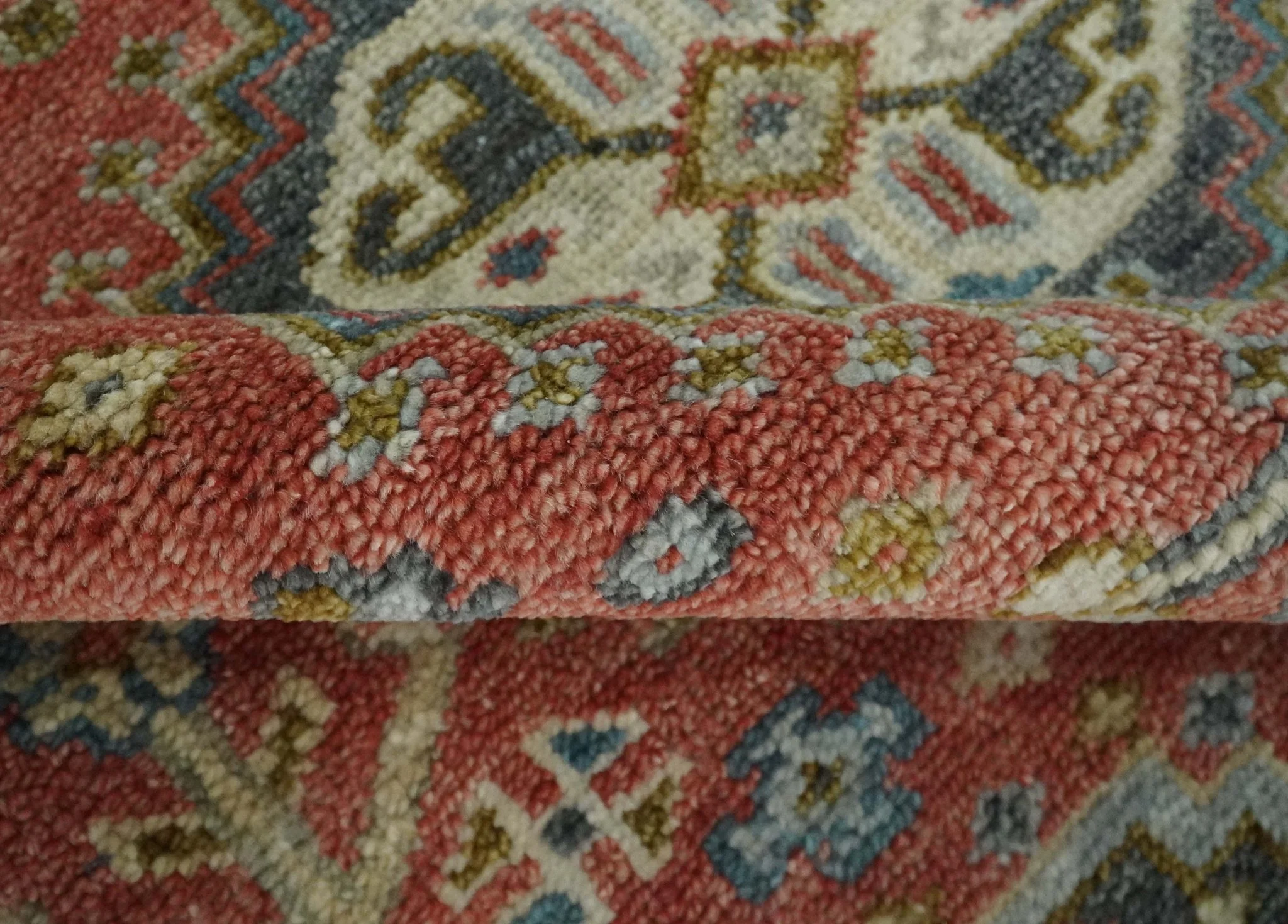 Traditional floral Rust, Charcoal and Beige Mamluk design Custom Made wool Area Rug - Image 7