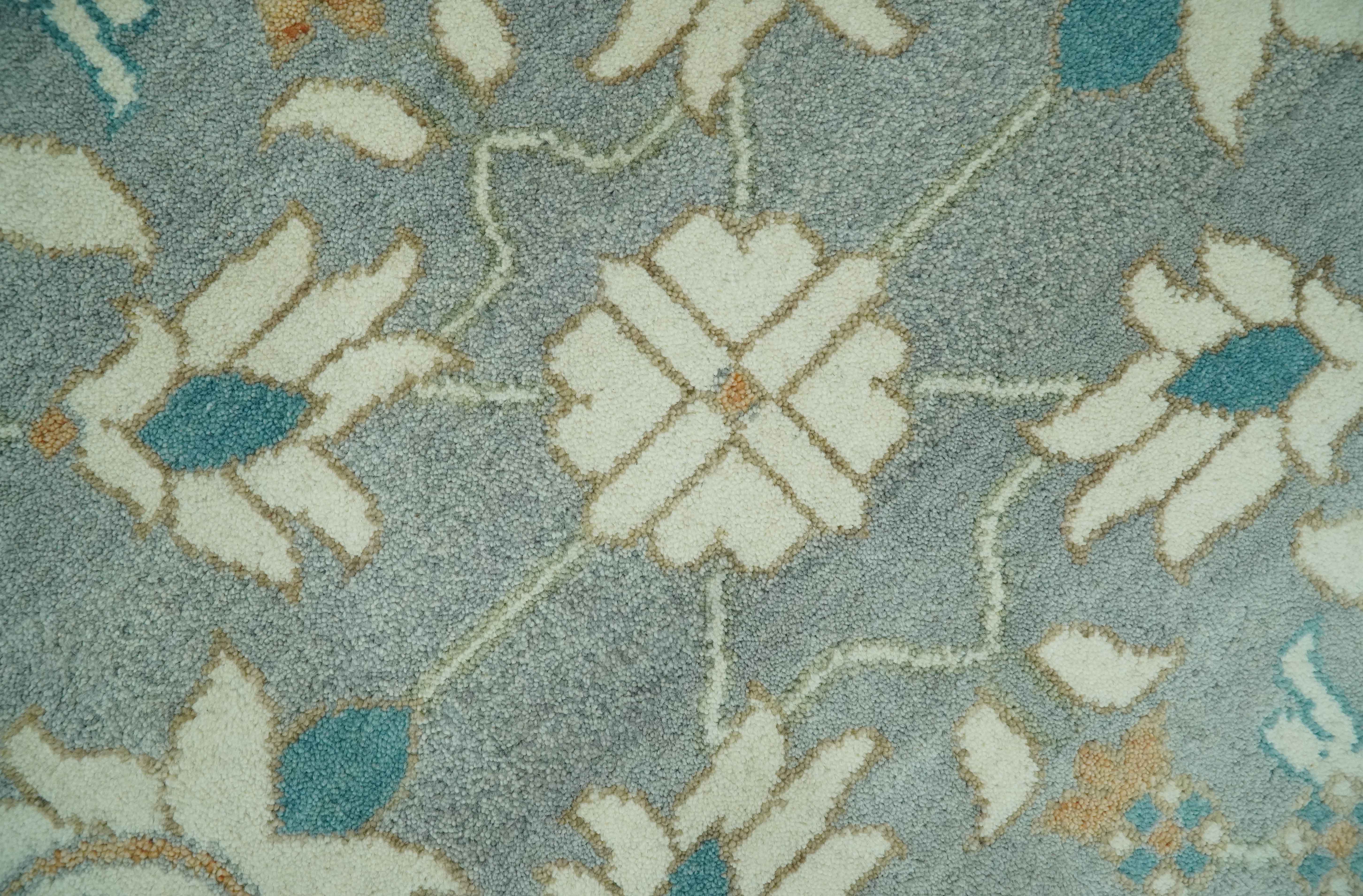 8x10 Traditional Floral Silver and Ivory Hand Knotted wool area rug - Image 4