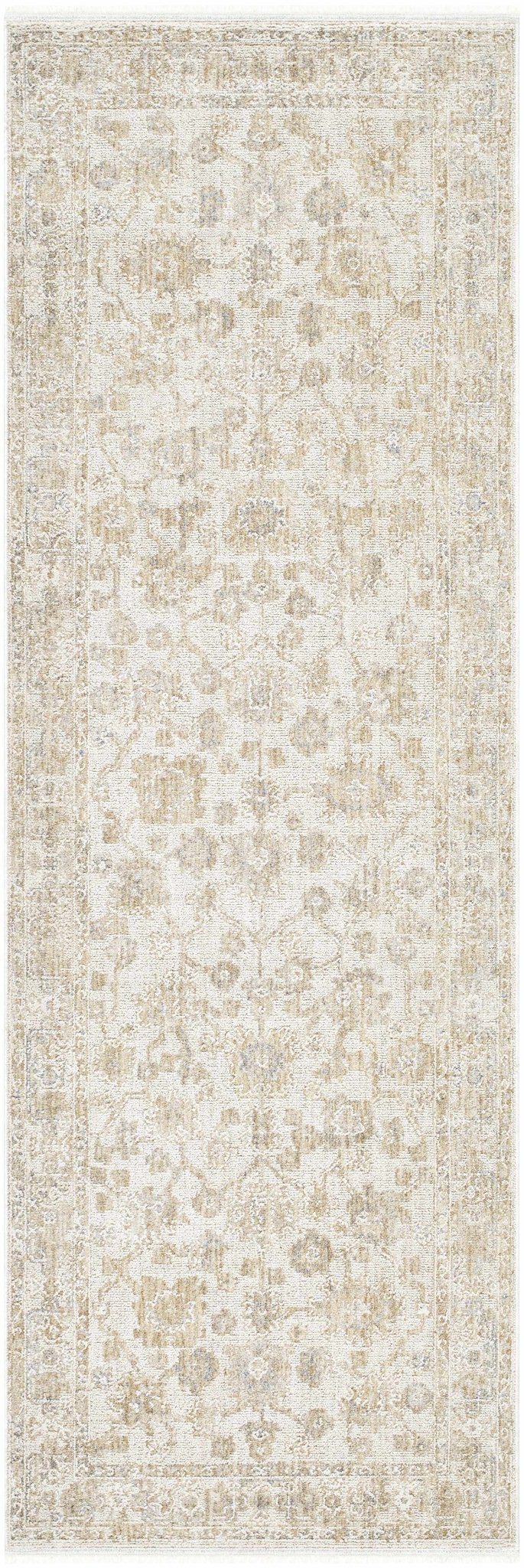 Traditional Floral Silver Machine Woven Area Rug - Image 8