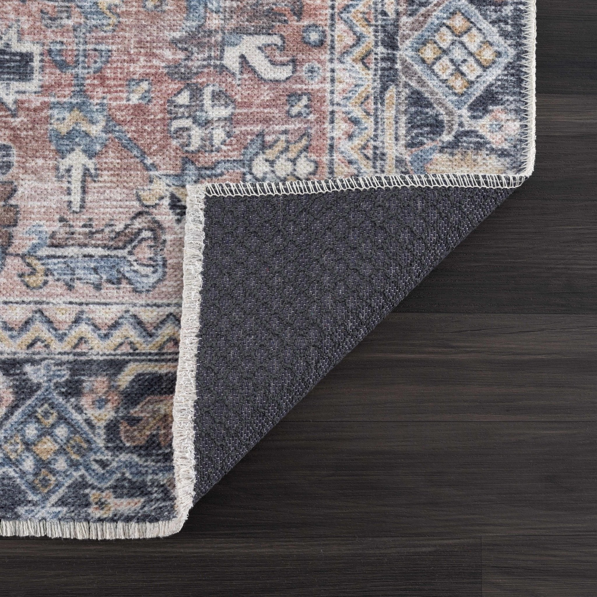 Traditional Vintage Style Turkish Machine Rust, Ivory and Black Machine Washable Area Rug - Image 5