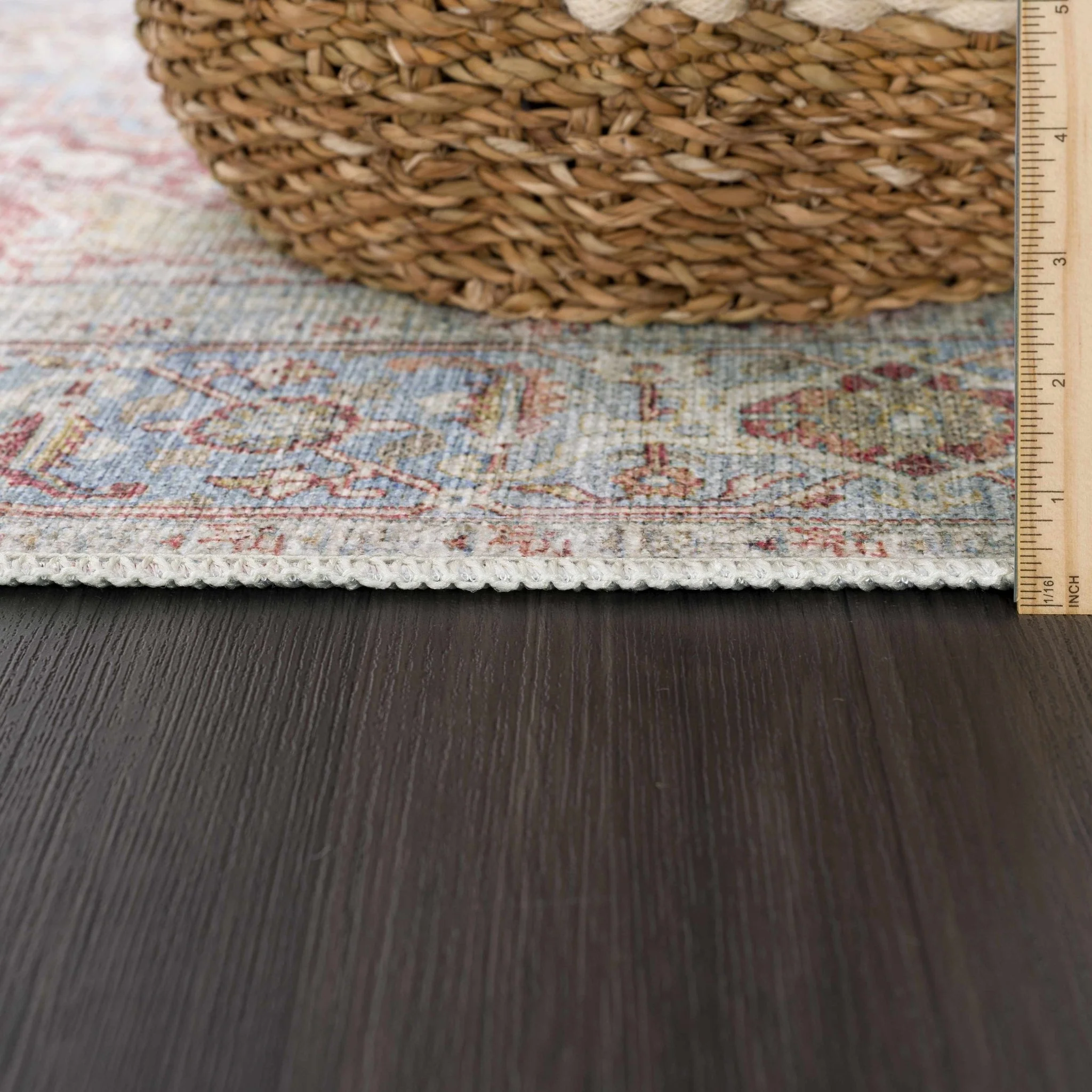 Vintage Style Traditional Flower Blue, Brown and Beige Machine Washable Rug - Image 13