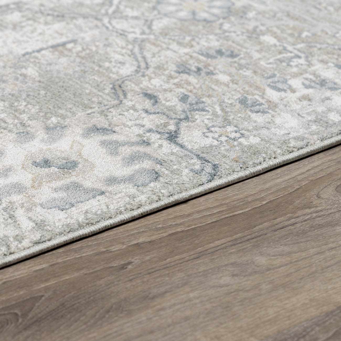 Traditional Gray And Beige Oushak Machine Woven Rug - Image 10