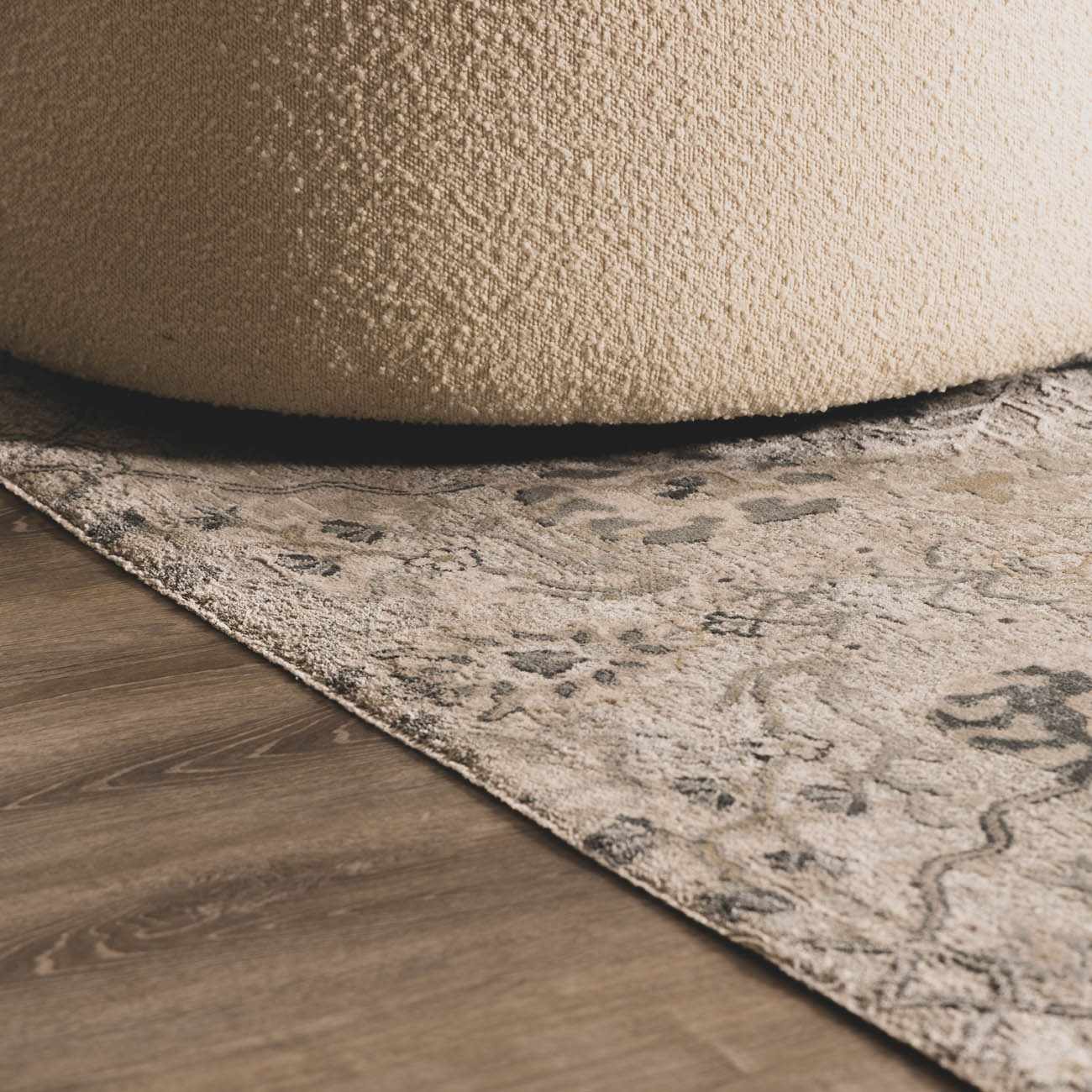 Traditional Gray And Beige Oushak Machine Woven Rug - Image 14